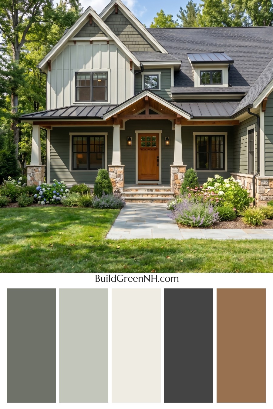 American Craftsman Green Exterior Color Schemes: Deep Green Glow