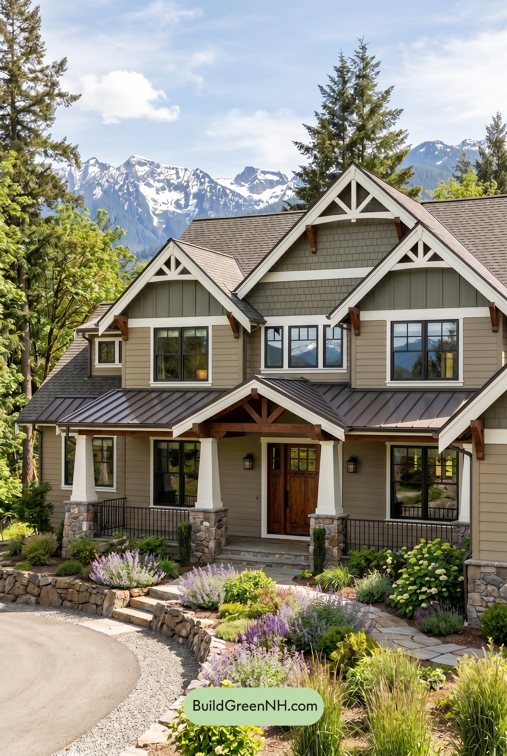American Craftsman Green Exterior Color Schemes: Olive Porch Calm