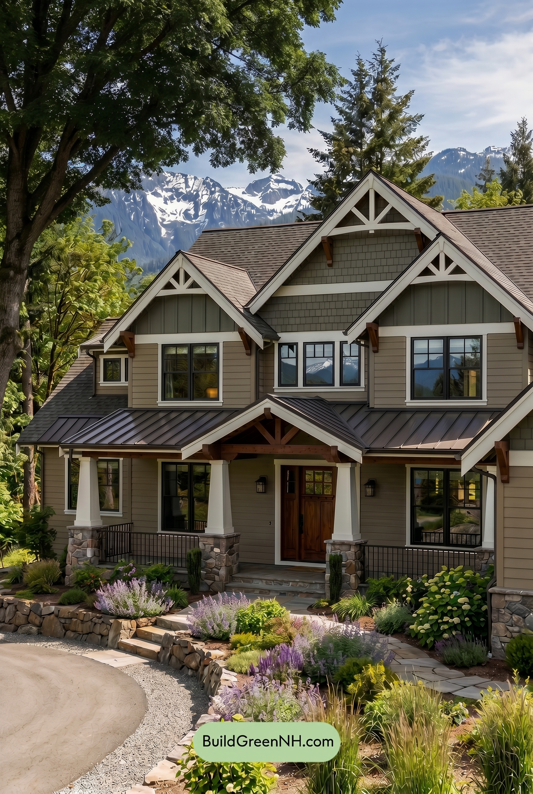 American Craftsman Green Exterior Color Schemes: Olive Porch Calm - Shade