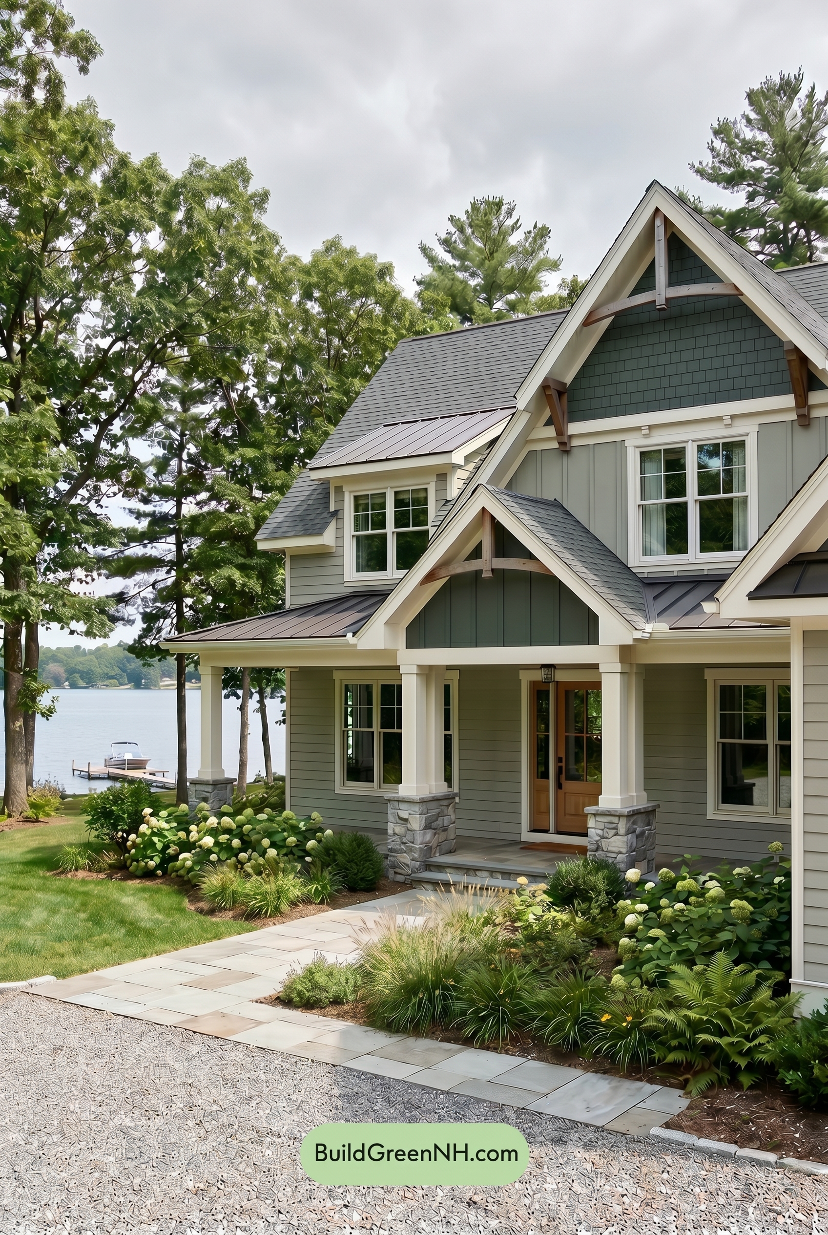 American Craftsman Green Exterior Color Schemes: Pale Green Grace - Overcast