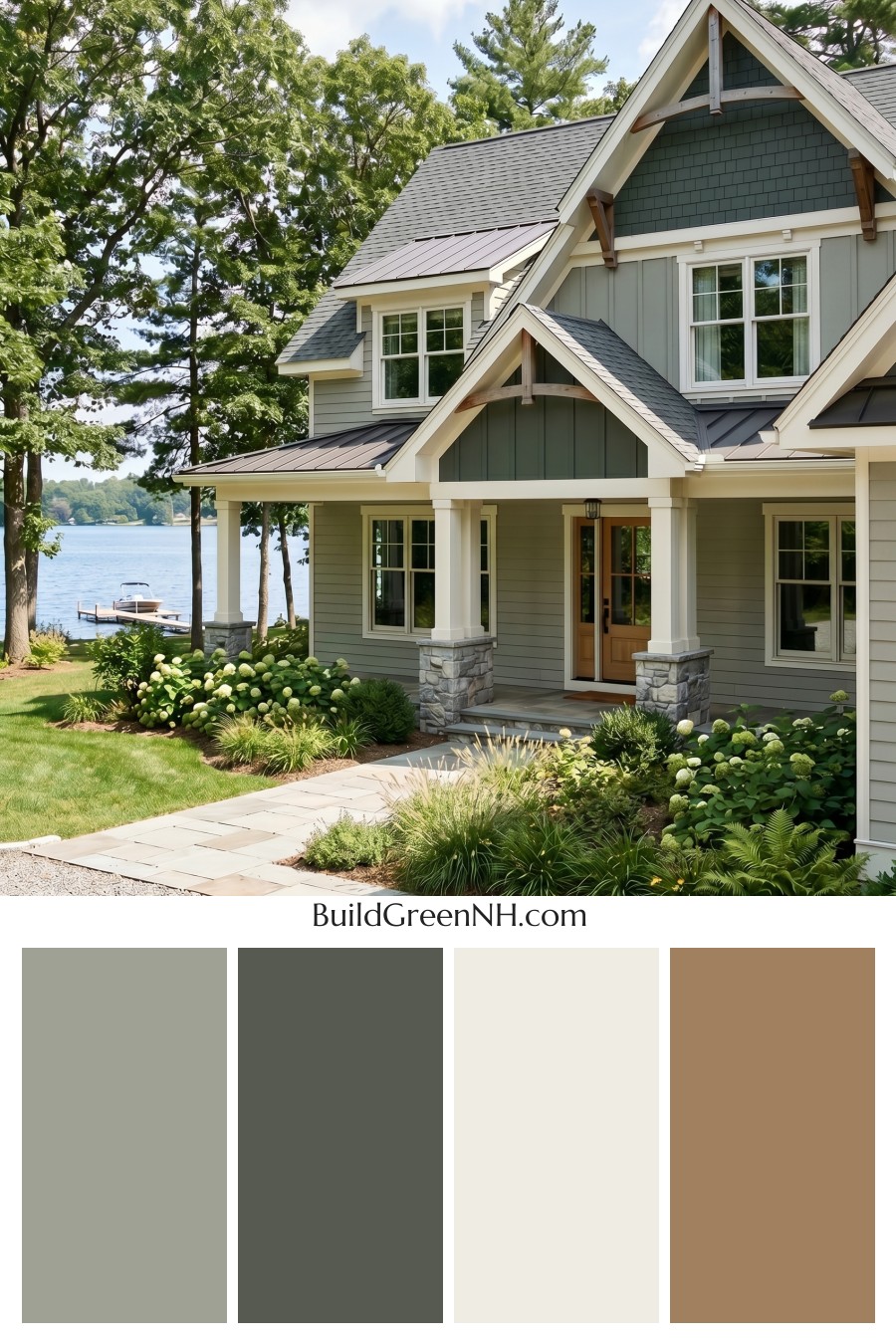 American Craftsman Green Exterior Color Schemes: Pale Green Grace