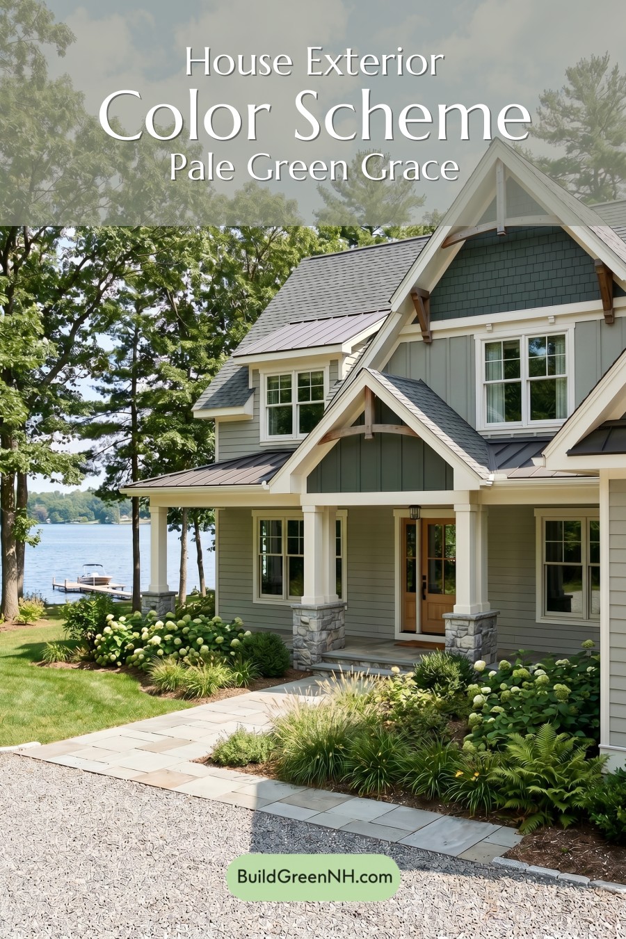 American Craftsman Green Exterior Color Schemes: Pale Green Grace