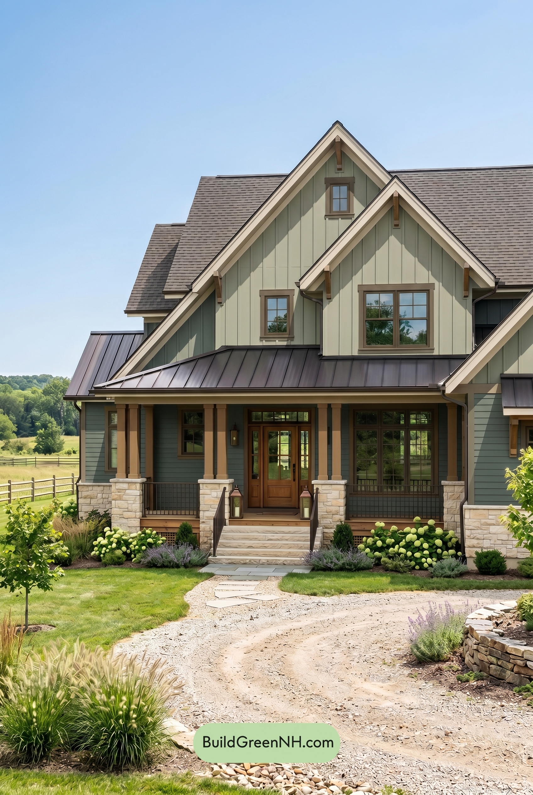 American Craftsman Green Exterior Color Schemes: Sage Bronze Haven