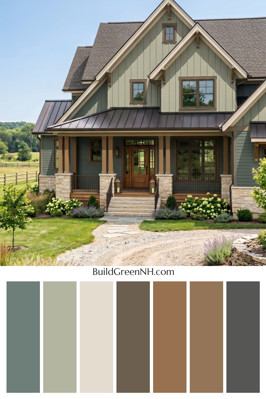 American Craftsman Green Exterior Color Schemes: Sage Bronze Haven