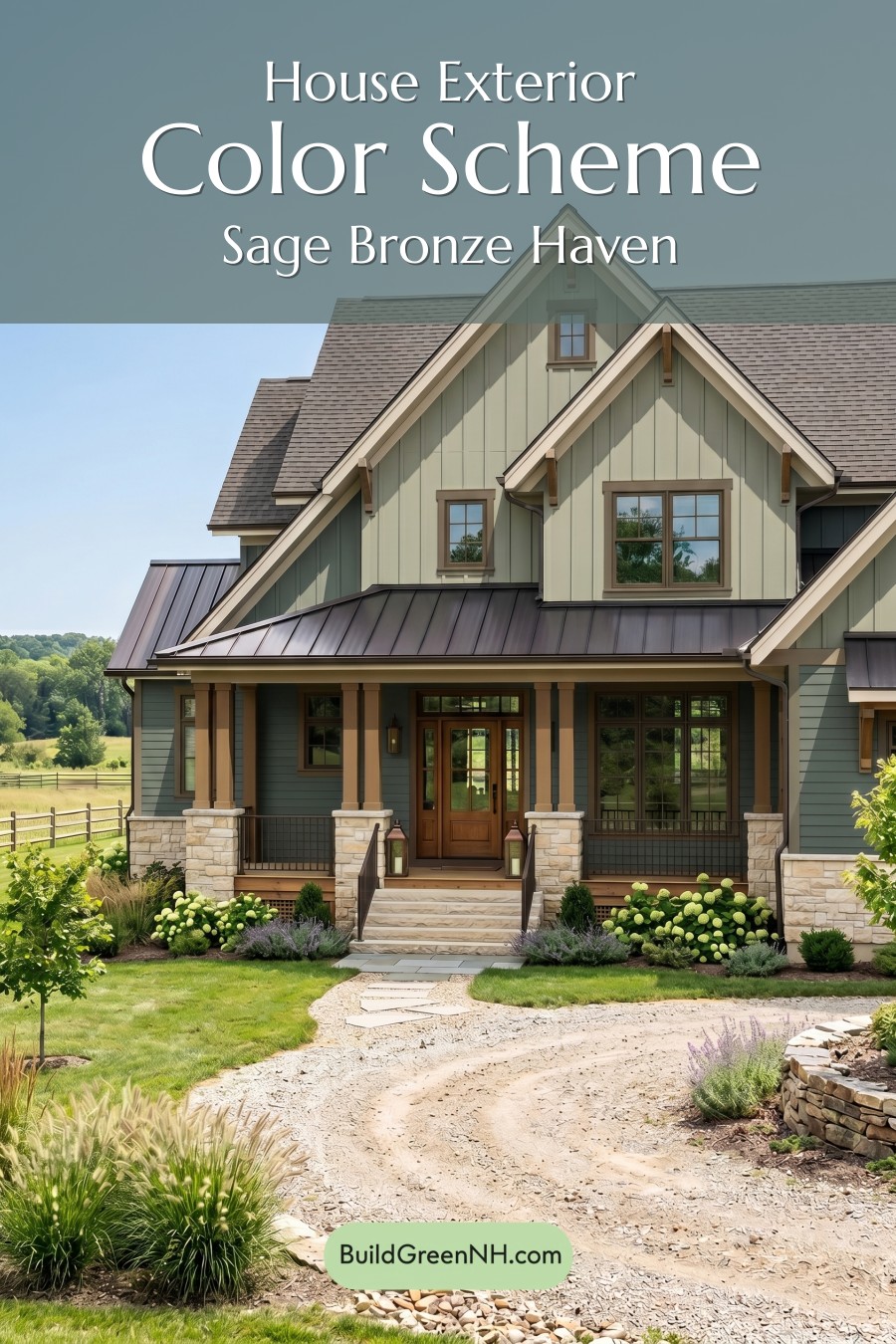 American Craftsman Green Exterior Color Schemes: Sage Bronze Haven