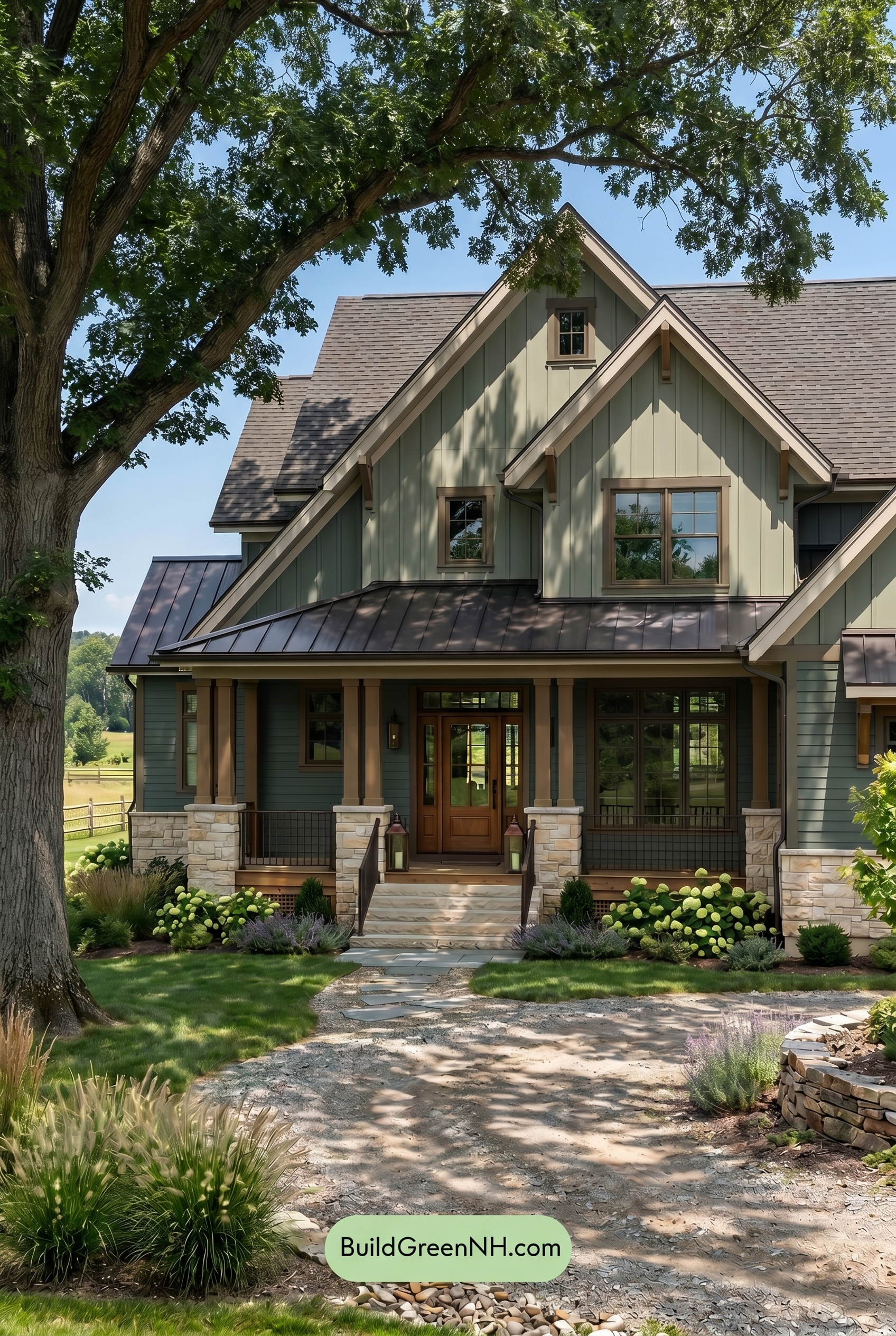 American Craftsman Green Exterior Color Schemes: Sage Bronze Haven - Shade