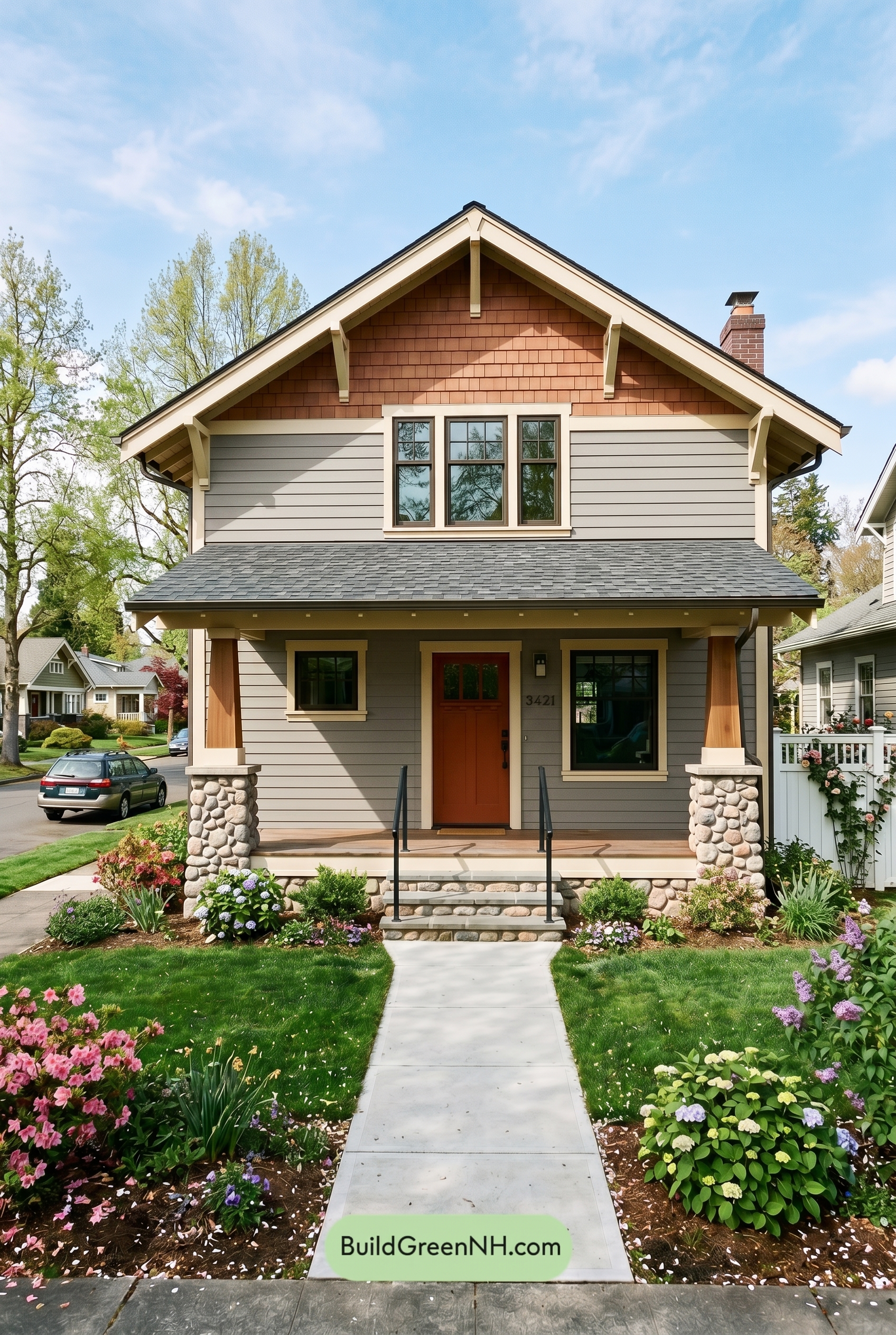 American Craftsman Green Exterior Color Schemes: Sage Ember Glow