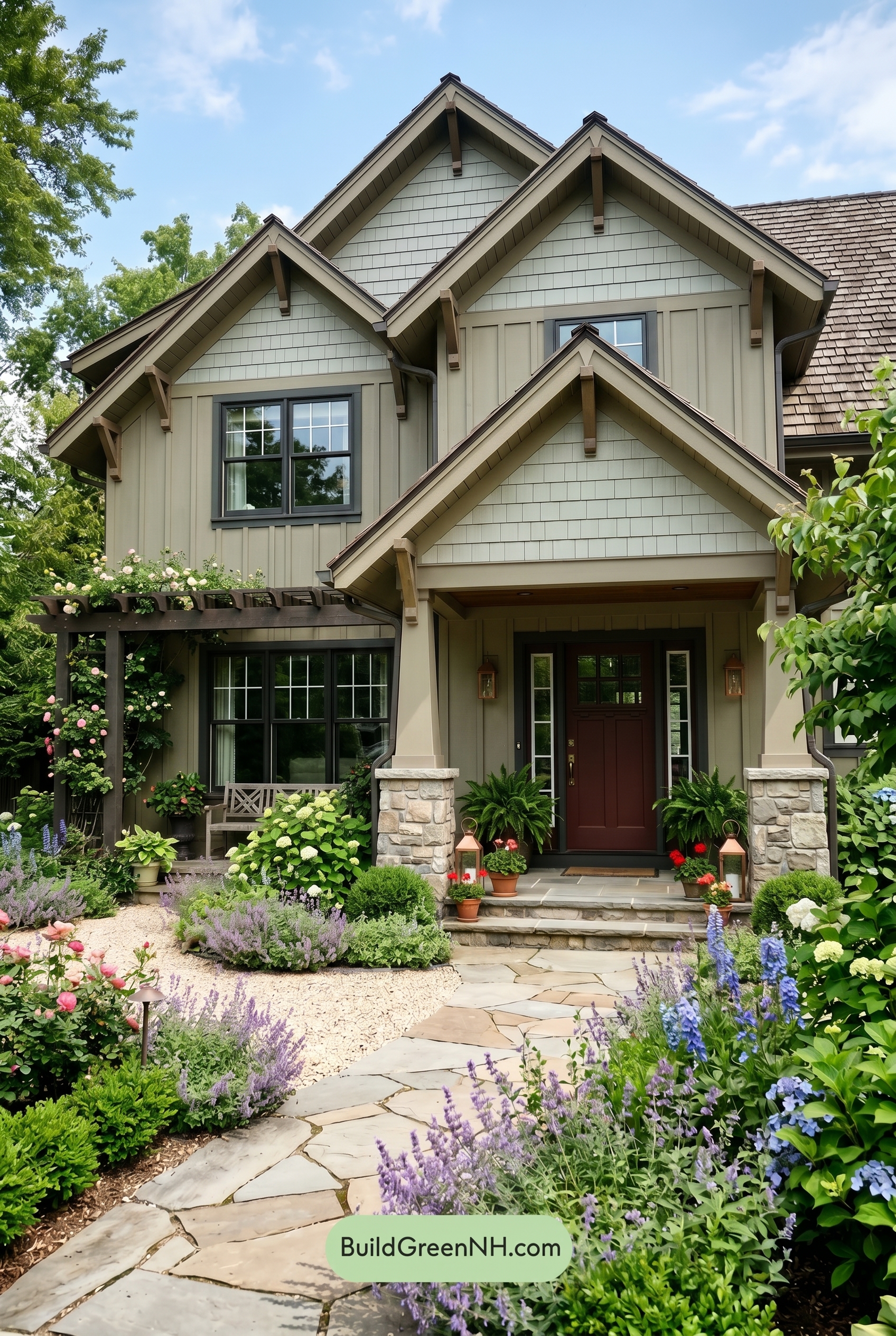 American Craftsman Green Exterior Color Schemes: Soft Green Shadow