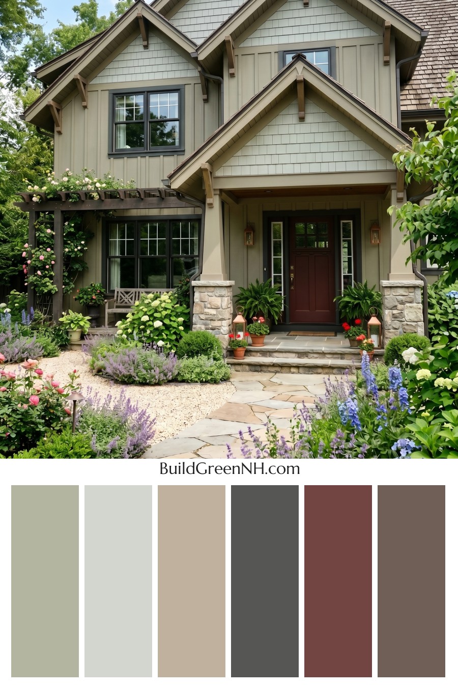 American Craftsman Green Exterior Color Schemes: Soft Green Shadow