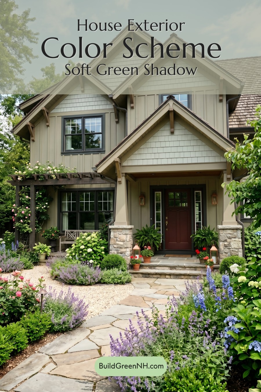 American Craftsman Green Exterior Color Schemes: Soft Green Shadow