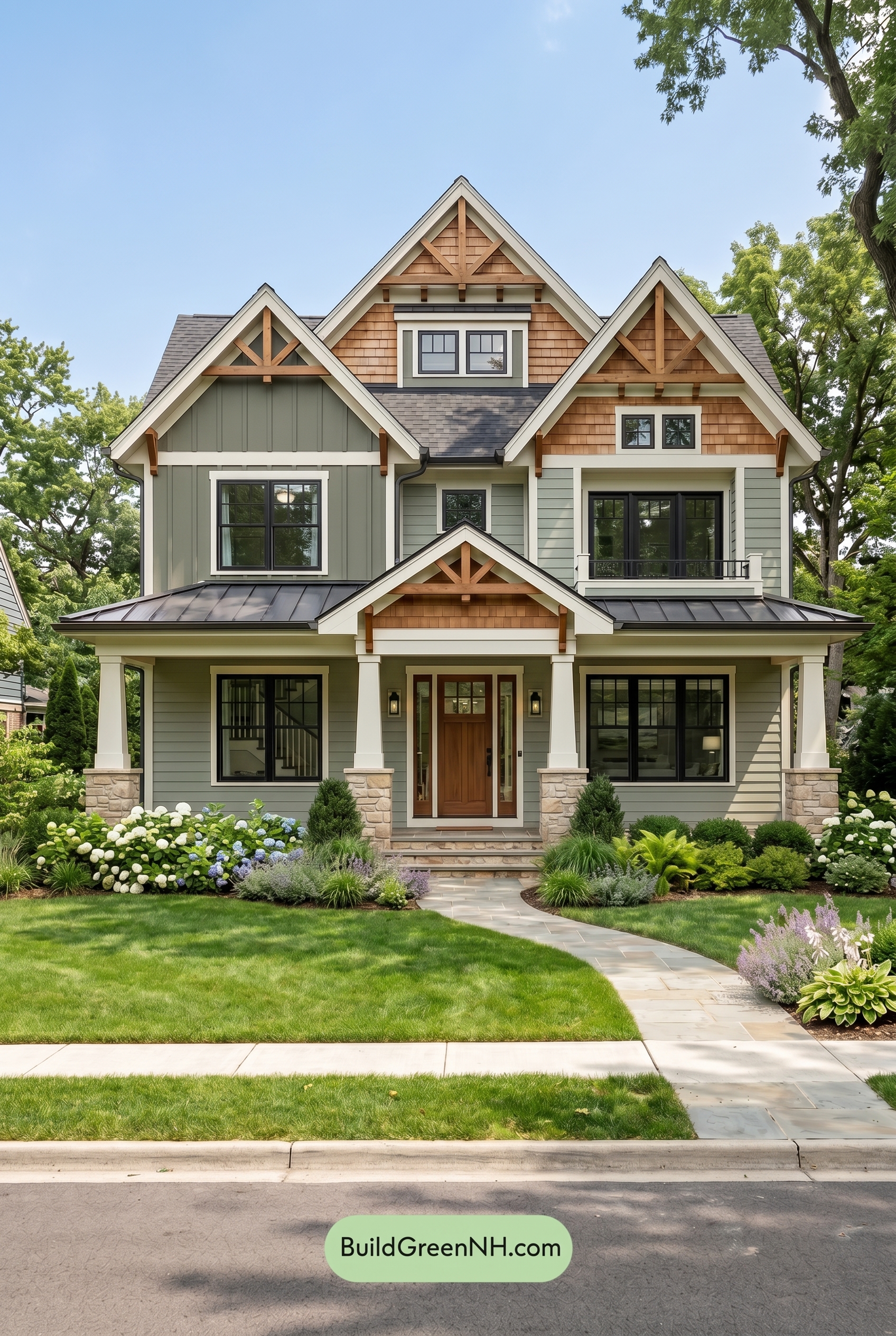 American Craftsman Green Exterior Color Schemes: Soft Green Welcome