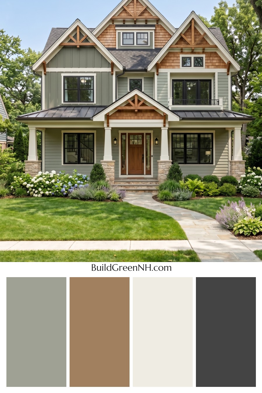 American Craftsman Green Exterior Color Schemes: Soft Green Welcome