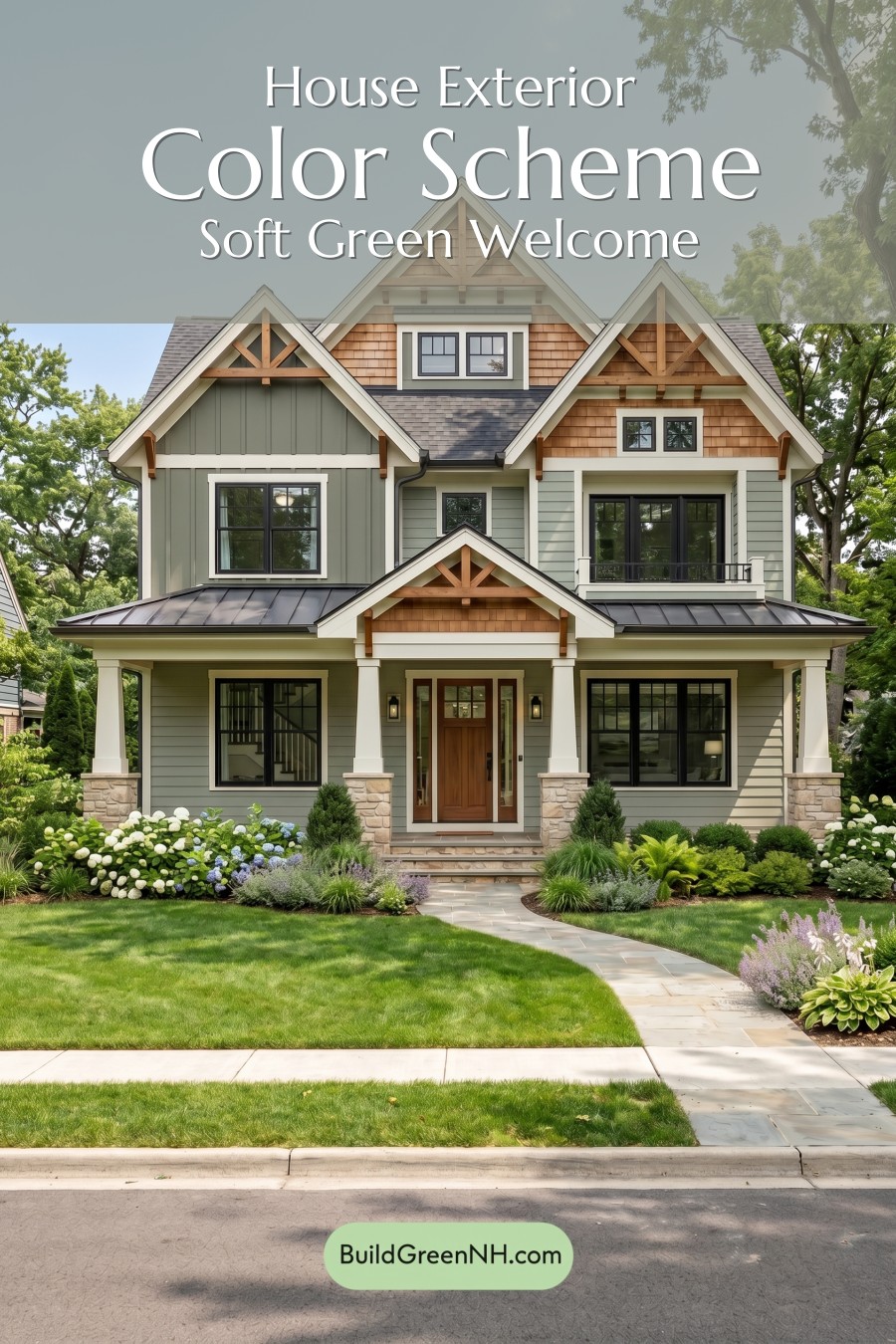 American Craftsman Green Exterior Color Schemes: Soft Green Welcome