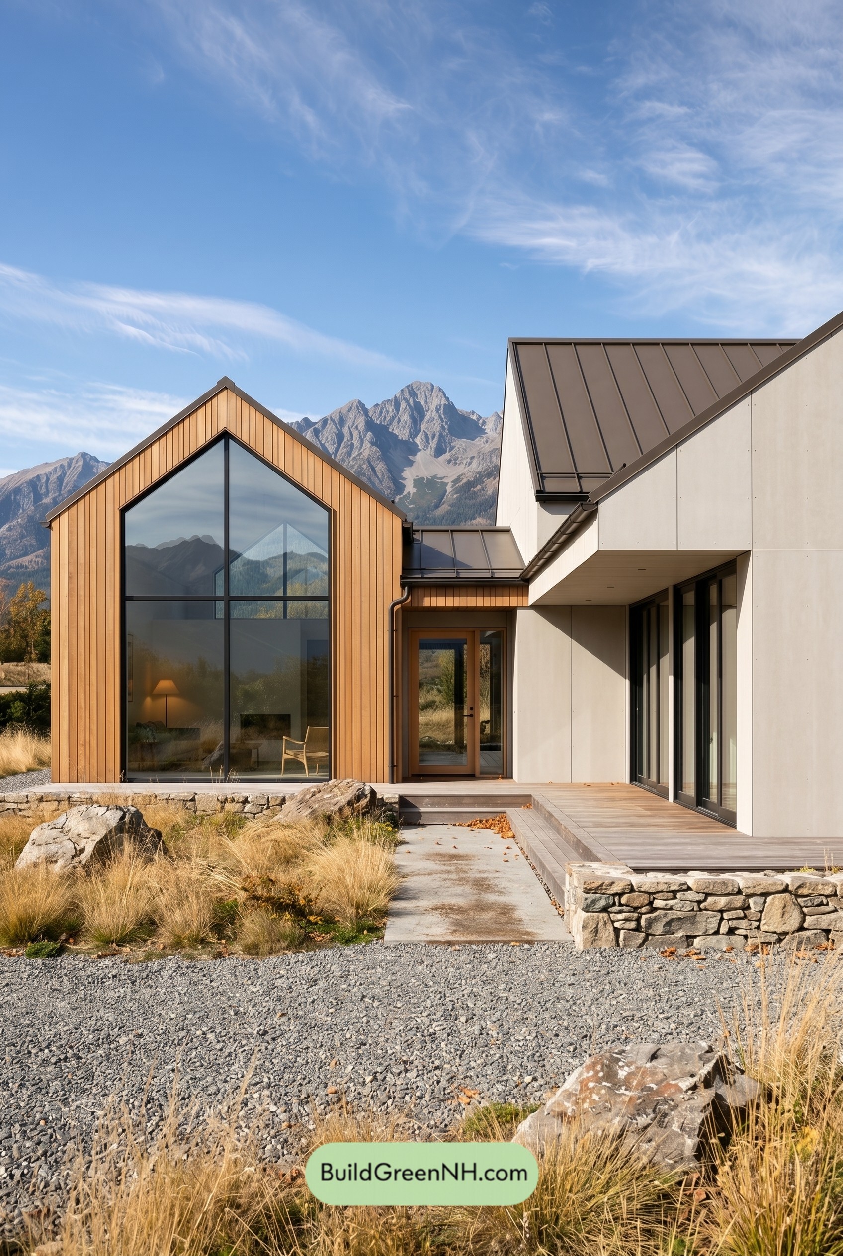 Single Floor, 2 Bed, 1 Bath, 971 sq. ft., Modern Small House Floor Plans: Granite Roofline Twins