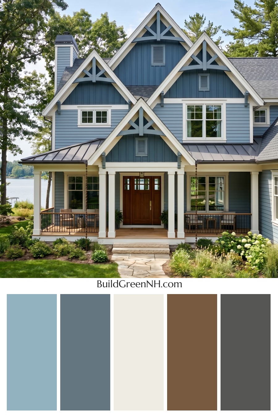 Craftsman Blue Exterior Color Scheme: Clear Blue Porch