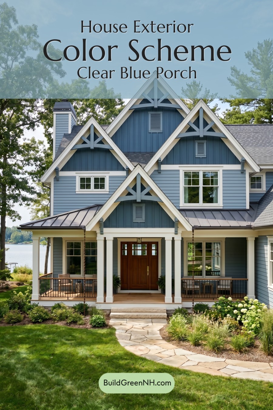 Craftsman Blue Exterior Color Scheme: Clear Blue Porch