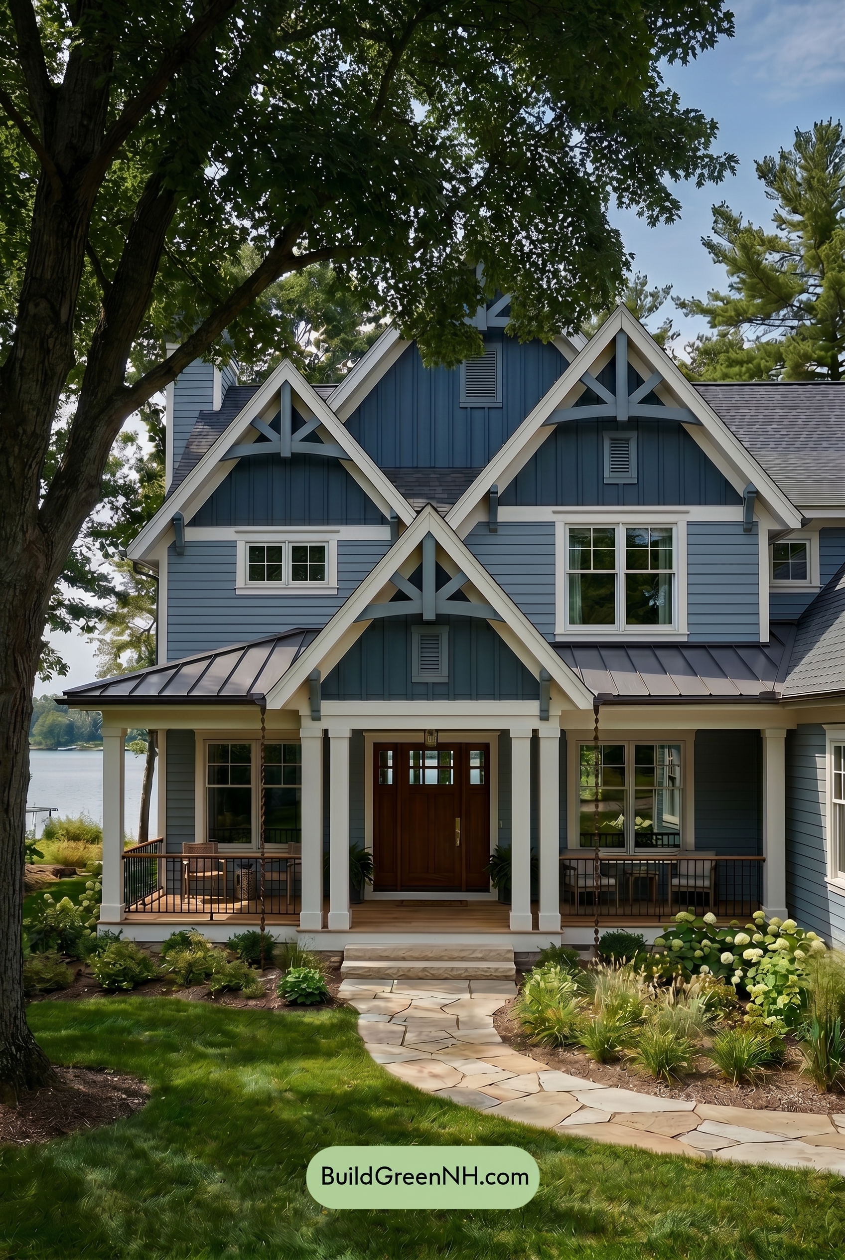 Craftsman Blue Exterior Color Scheme: Clear Blue Porch - Shade