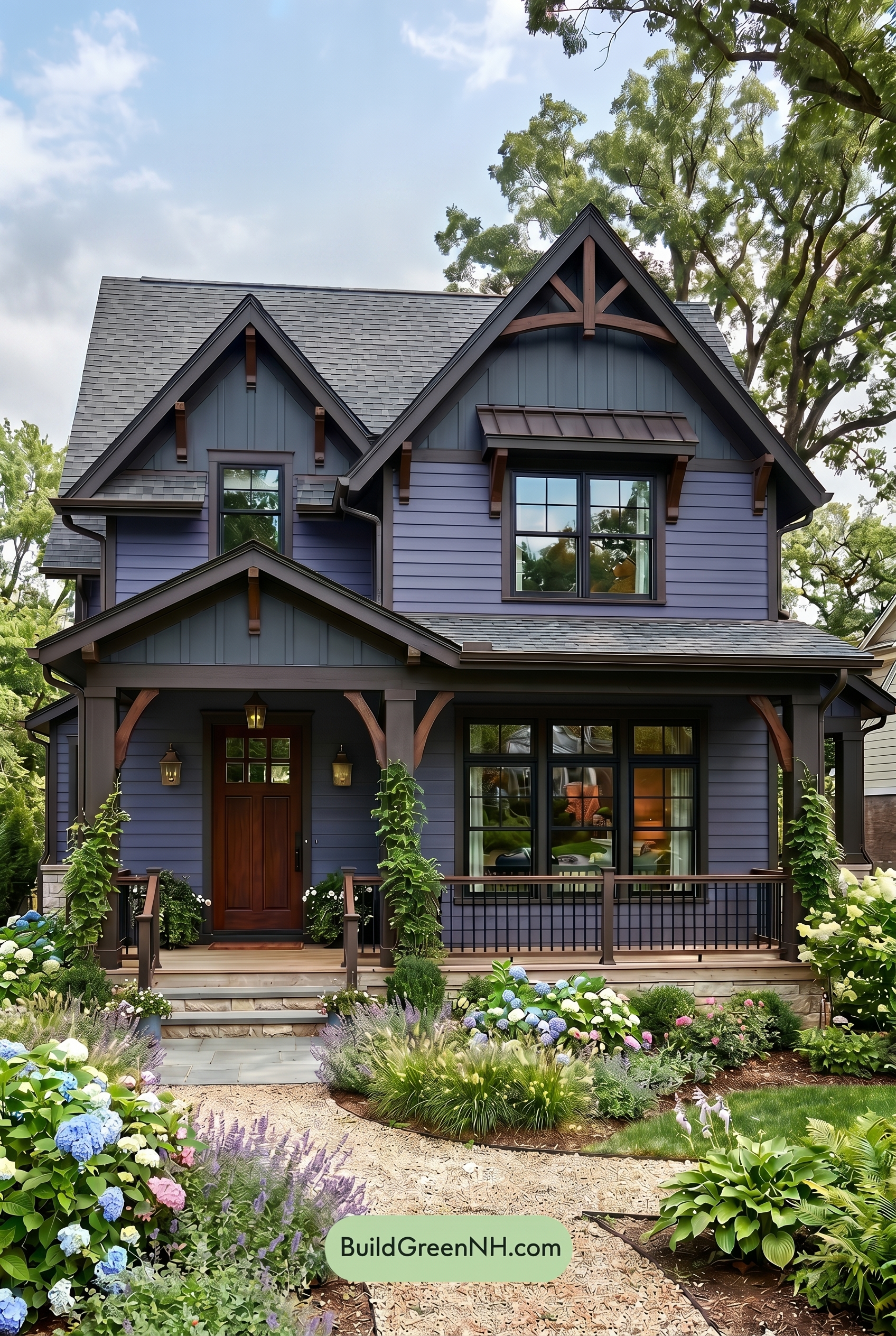 Craftsman Blue Exterior Color Scheme: Indigo Chestnut Glow - Overcast
