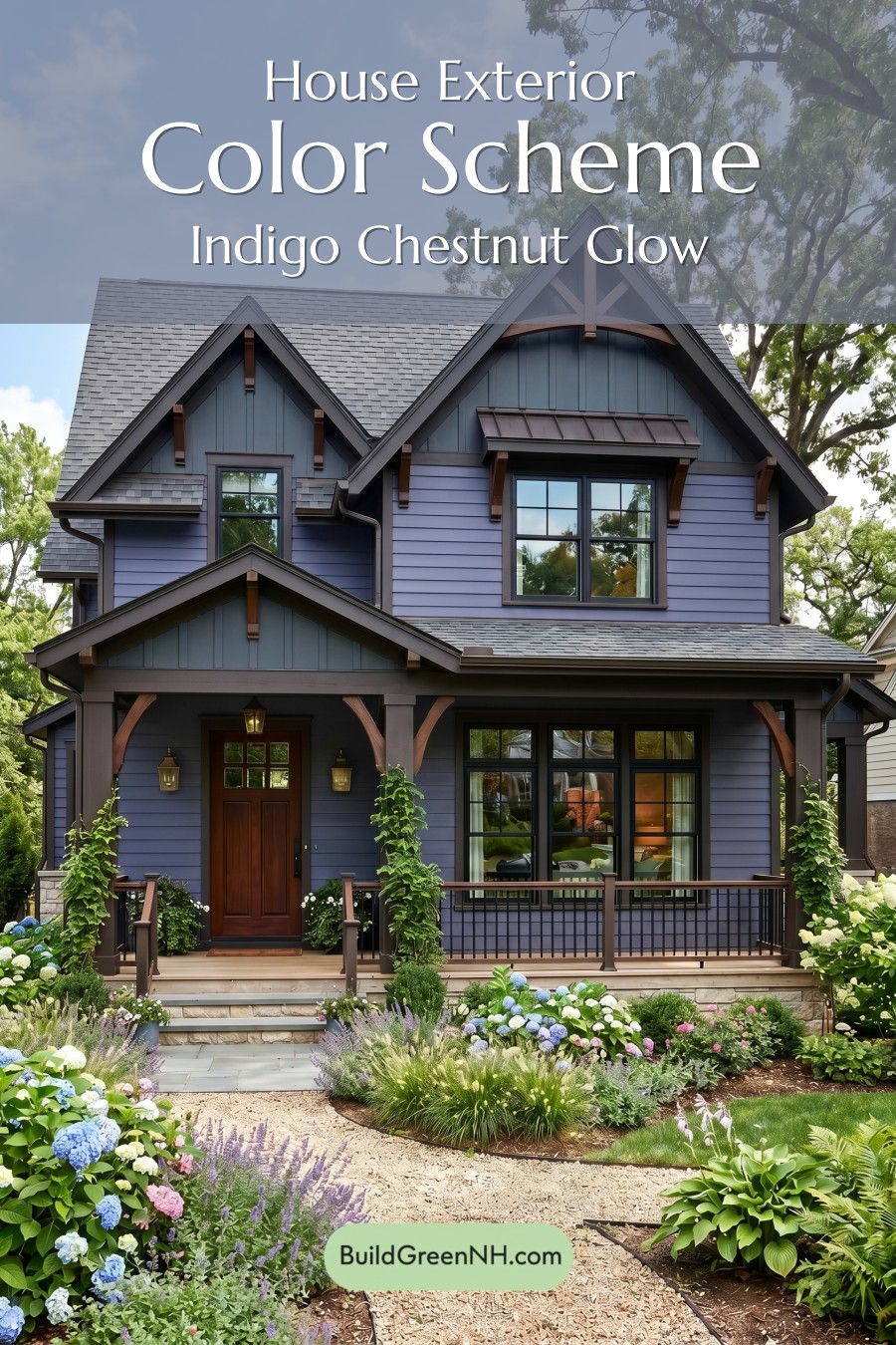 Craftsman Blue Exterior Color Scheme: Indigo Chestnut Glow