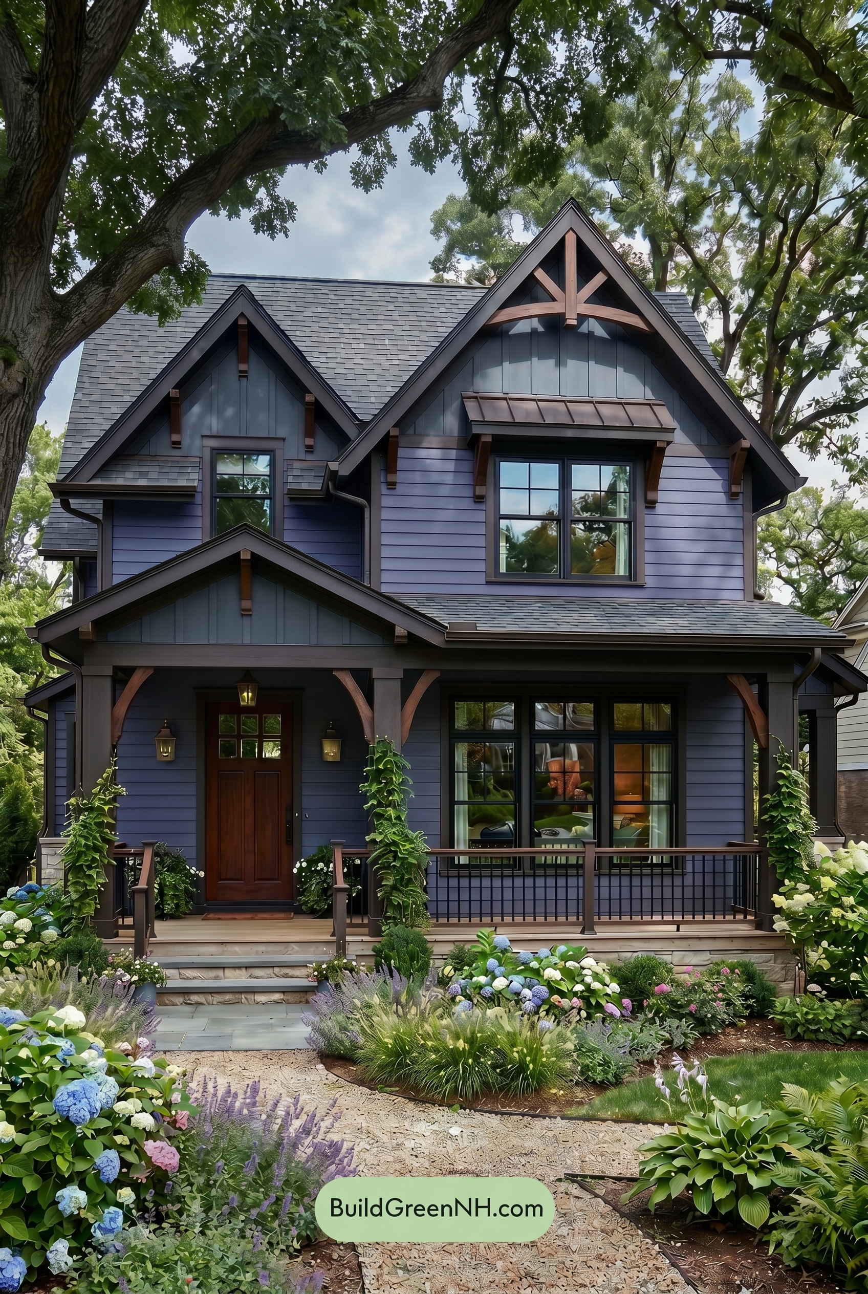 Craftsman Blue Exterior Color Scheme: Indigo Chestnut Glow - Shade