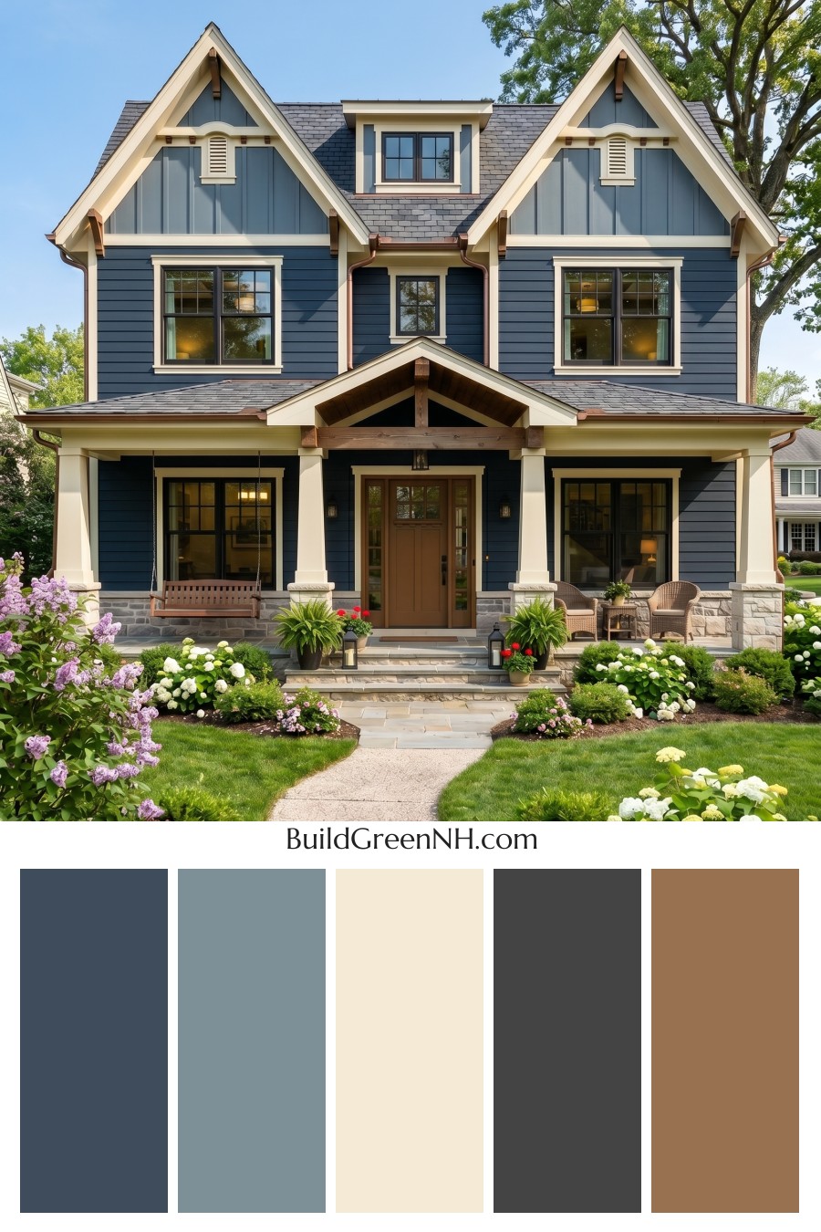 Craftsman Blue Exterior Color Scheme: Ink Blue Hearth