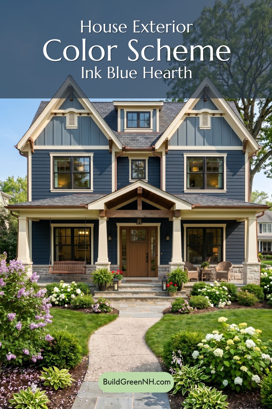 Craftsman Blue Exterior Color Scheme: Ink Blue Hearth