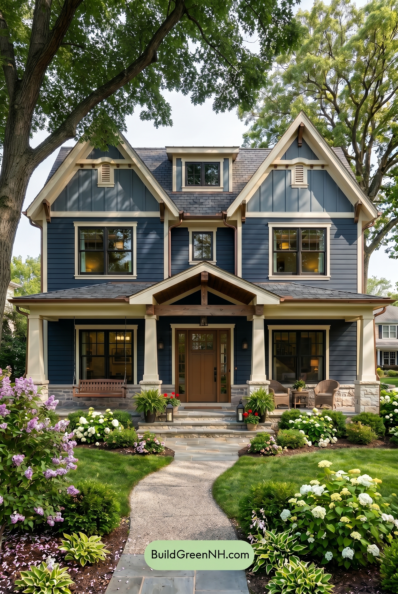 Craftsman Blue Exterior Color Scheme: Ink Blue Hearth - Shade