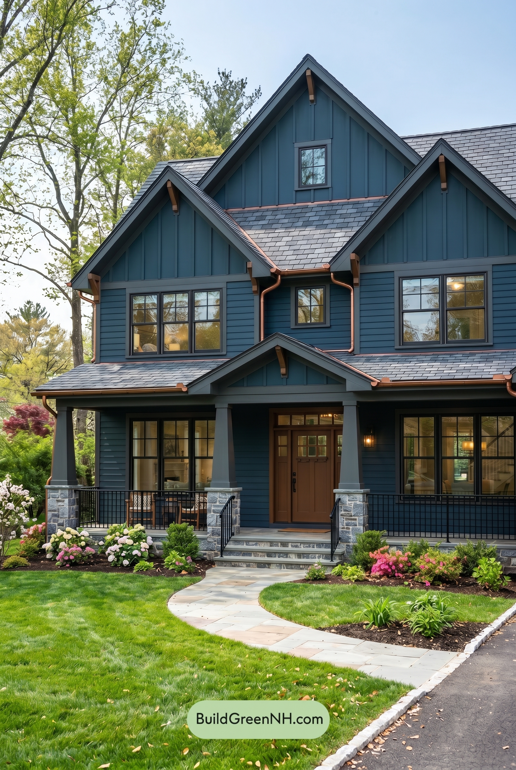 Craftsman Blue Exterior Color Scheme: Midnight Copper Calm