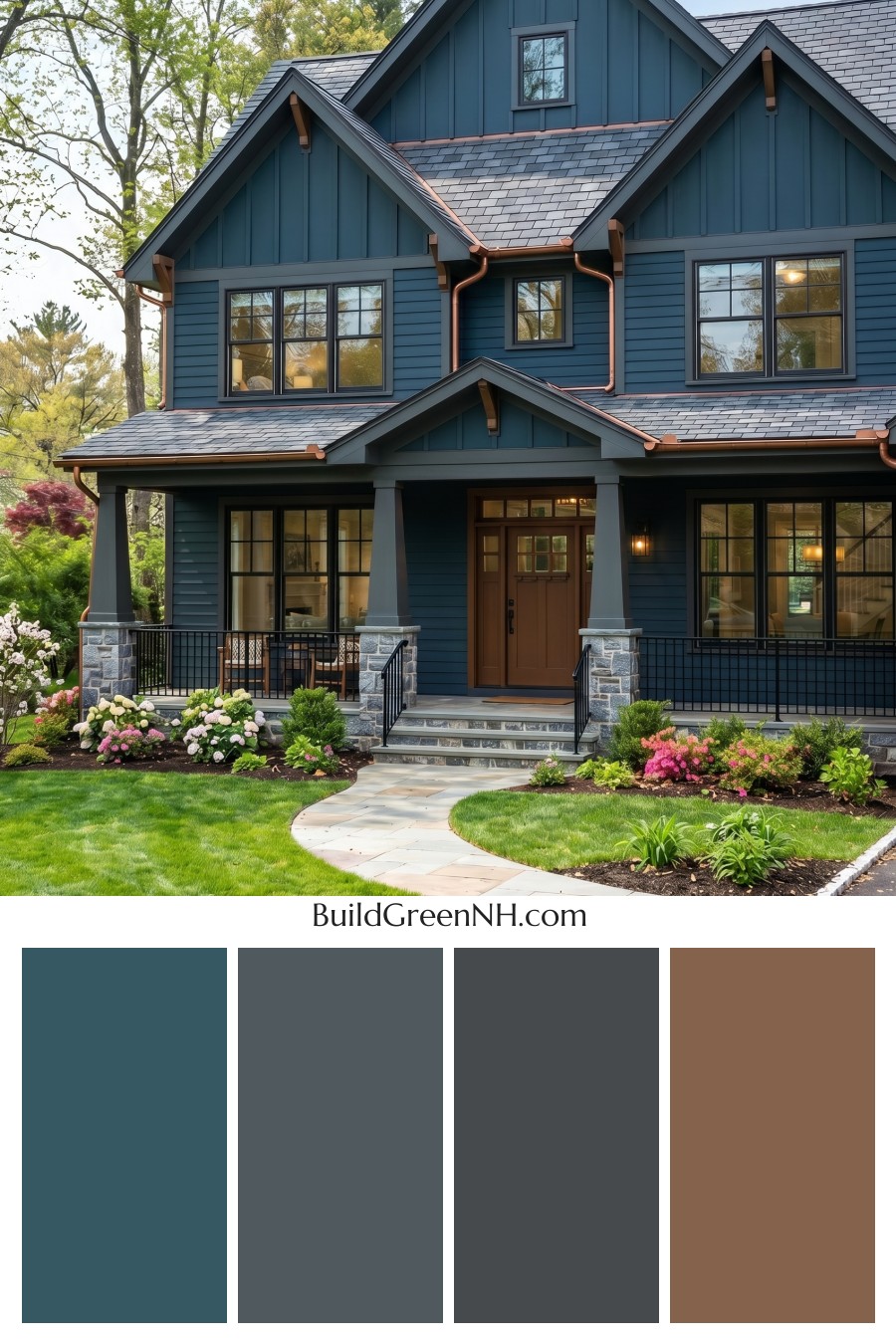 Craftsman Blue Exterior Color Scheme: Midnight Copper Calm