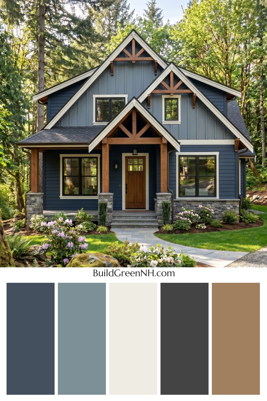 Craftsman Blue Exterior Color Scheme: Navy Cedar Poise