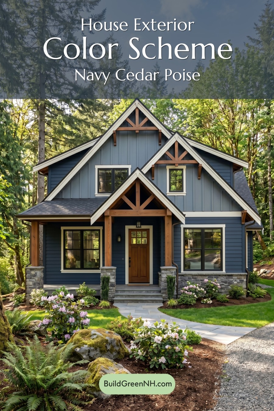 Craftsman Blue Exterior Color Scheme: Navy Cedar Poise