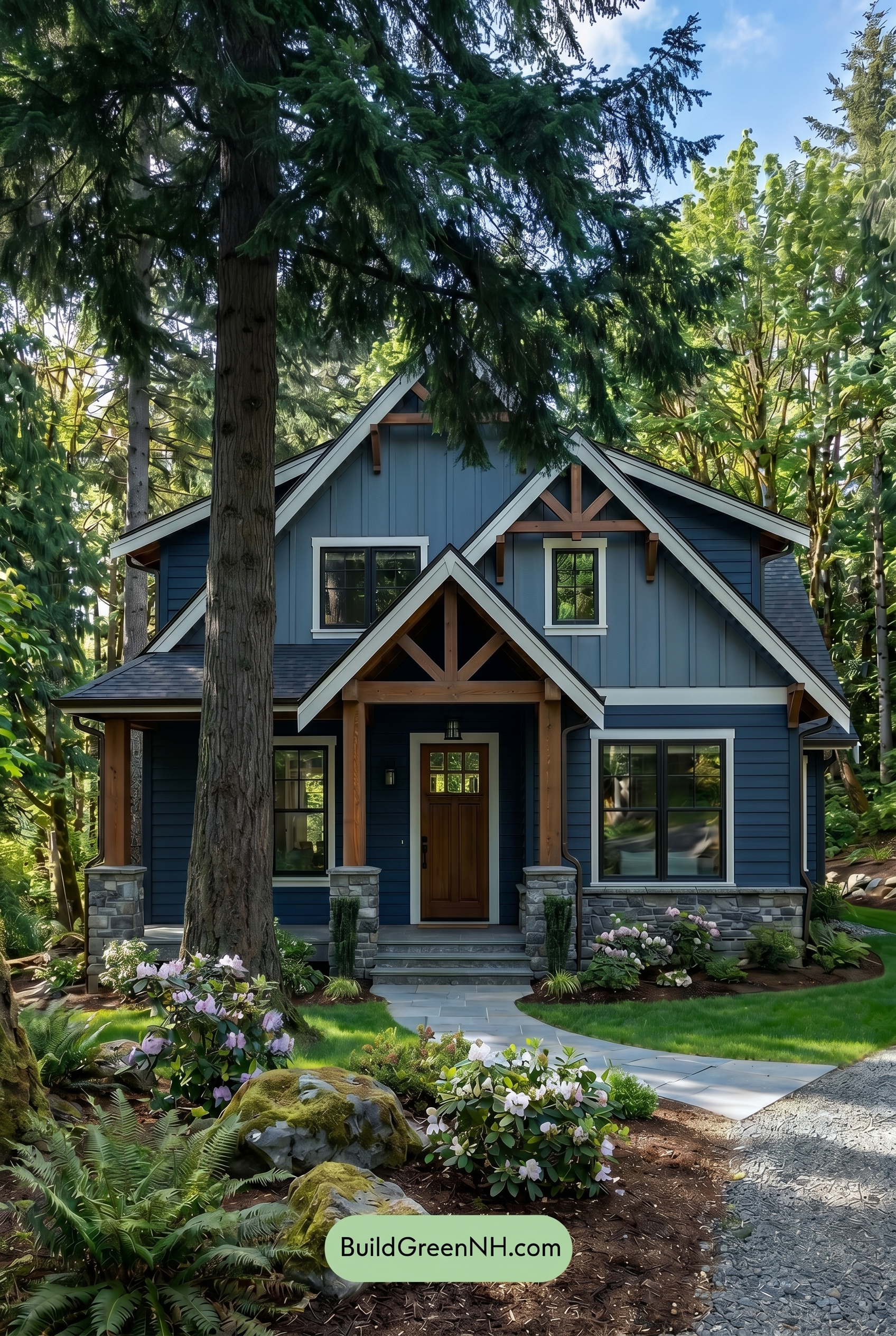Craftsman Blue Exterior Color Scheme: Navy Cedar Poise - Shade