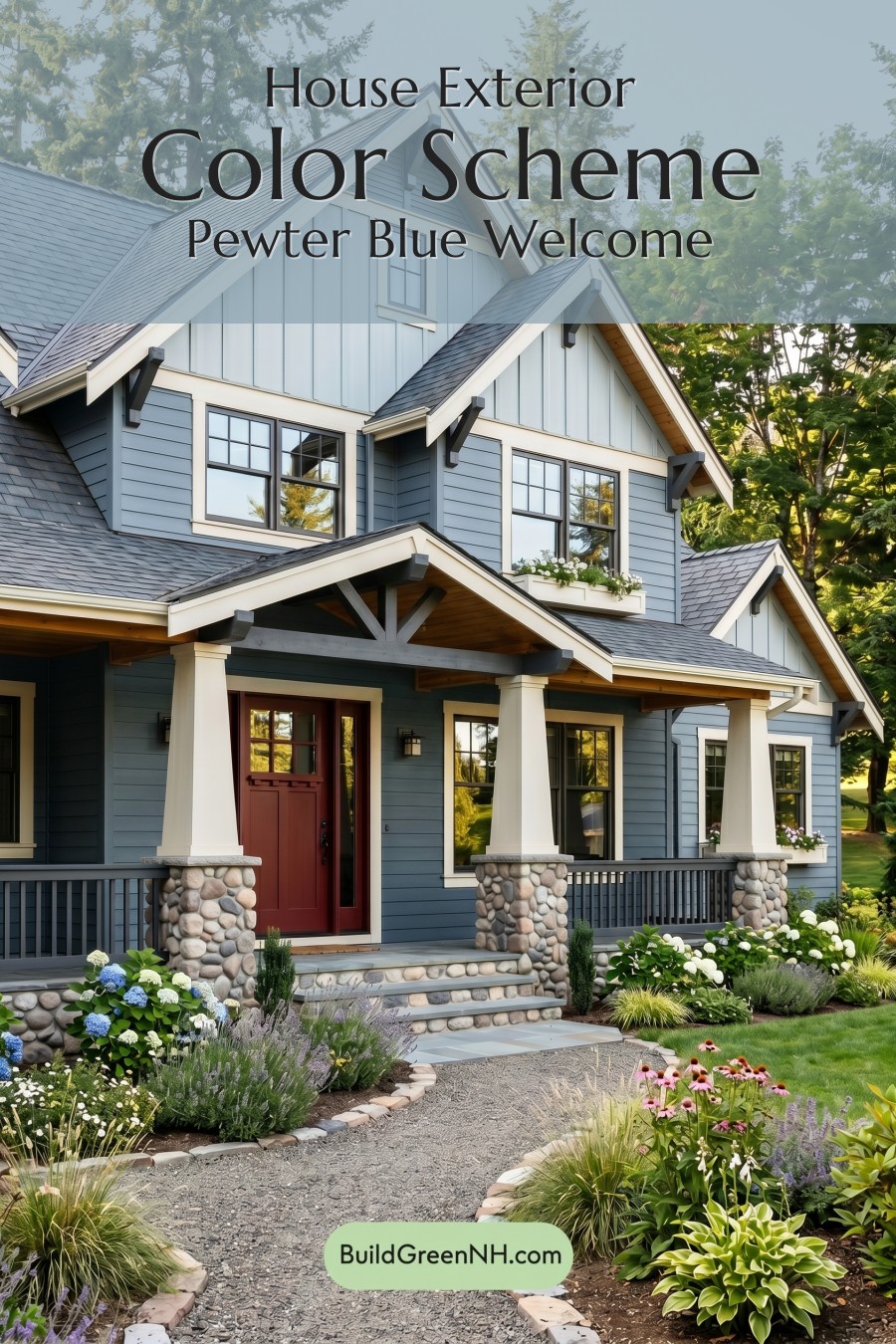 Craftsman Blue Exterior Color Scheme: Pewter Blue Welcome