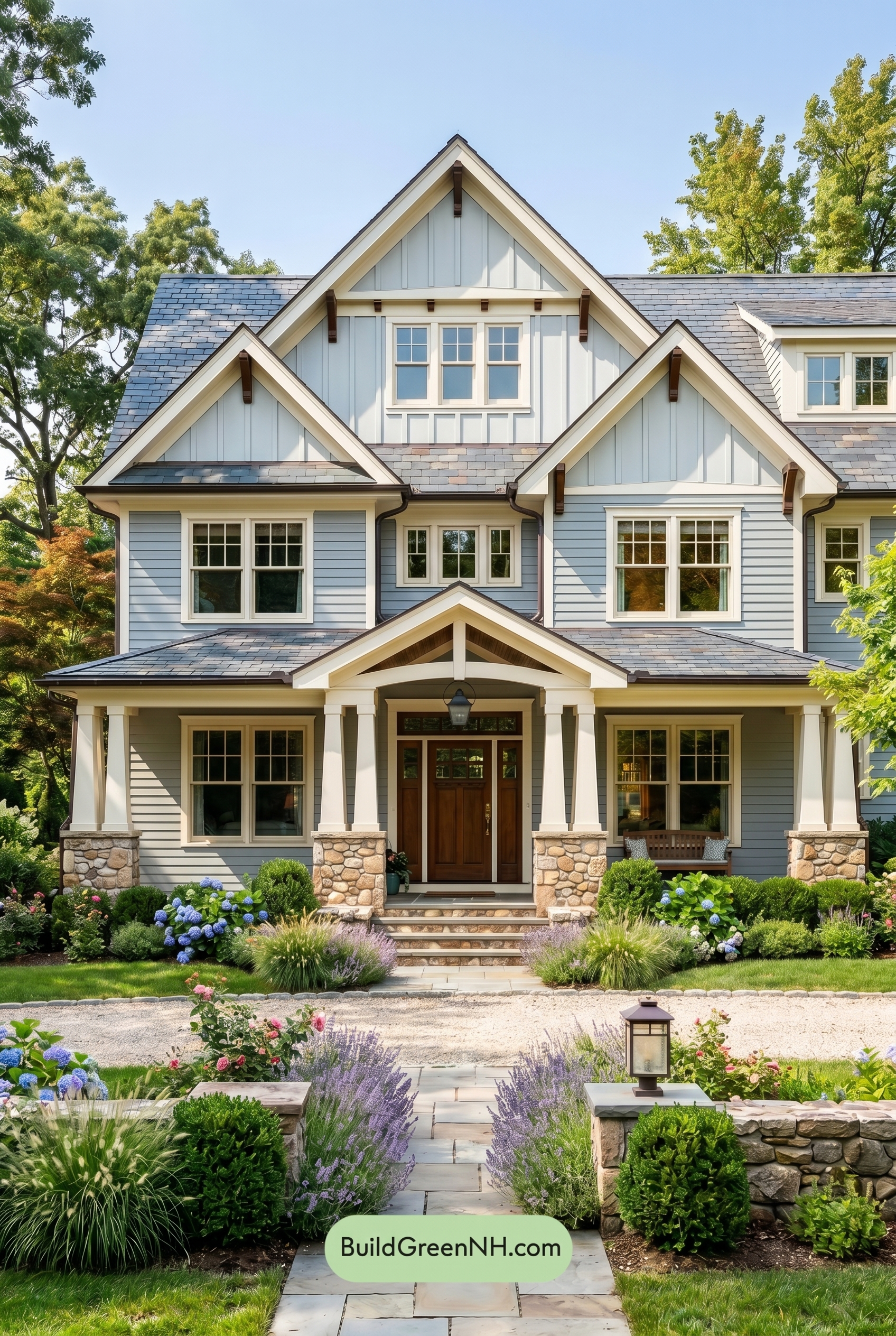Craftsman Blue Exterior Color Scheme: Soft Blue Timber