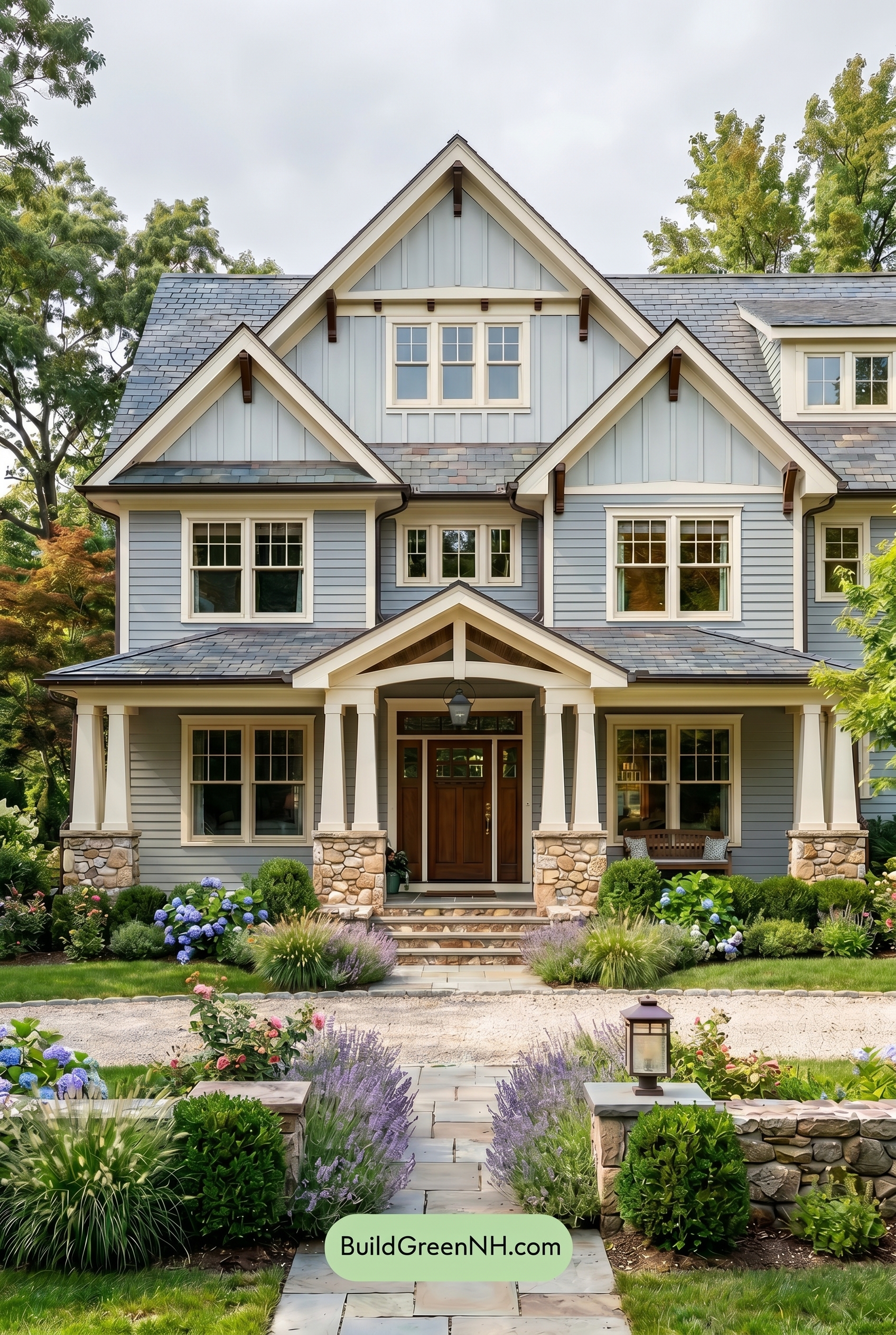 Craftsman Blue Exterior Color Scheme: Soft Blue Timber - Overcast