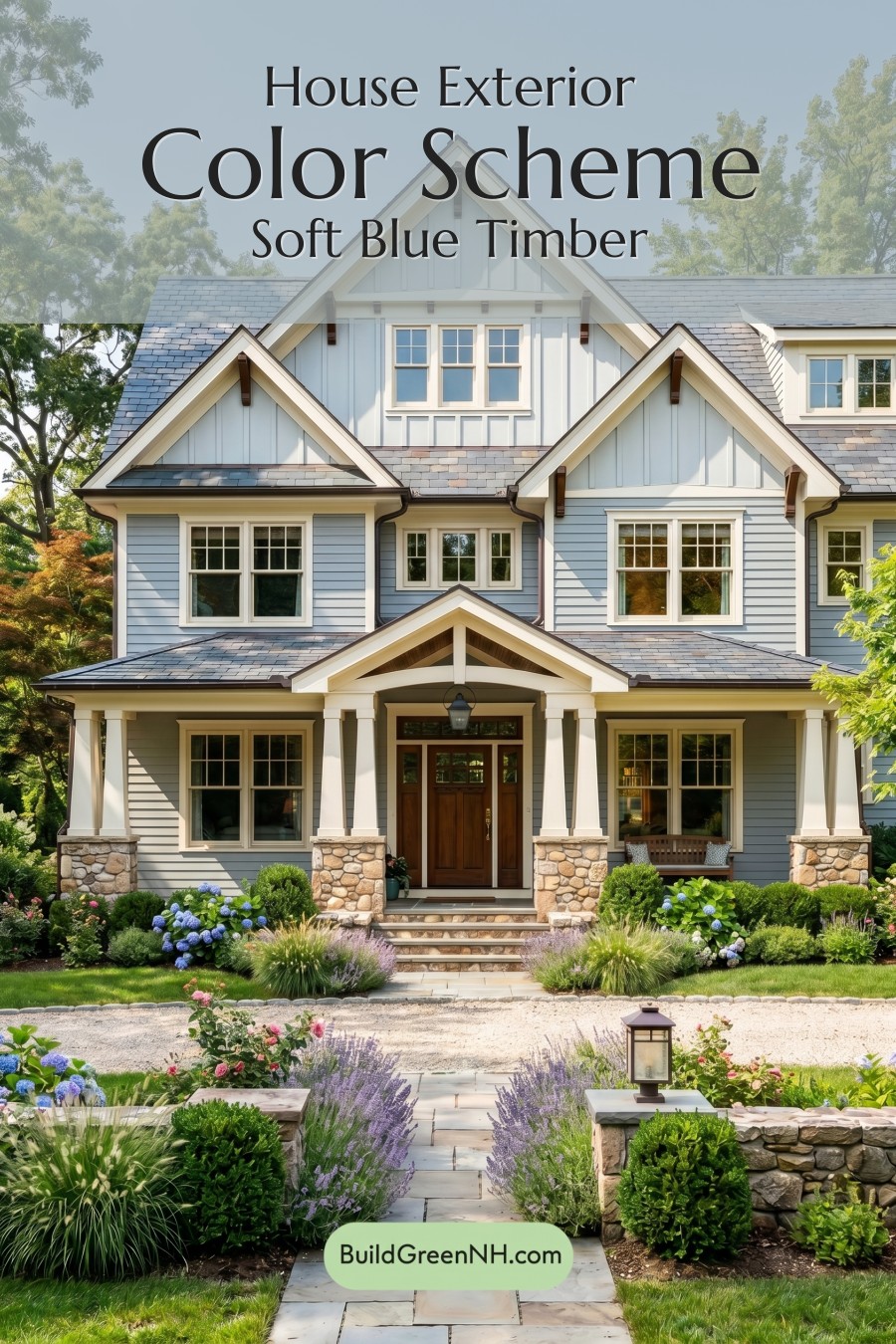 Craftsman Blue Exterior Color Scheme: Soft Blue Timber