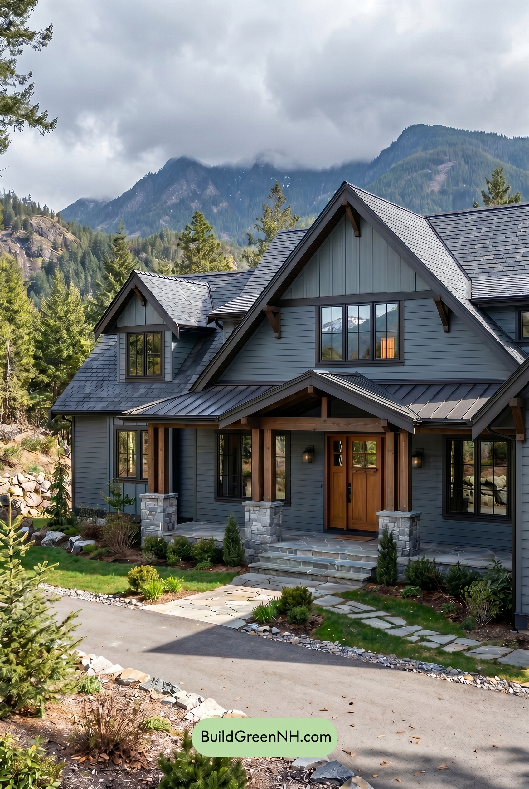 Craftsman Blue Exterior Color Scheme: Storm Slate Warmth - Overcast