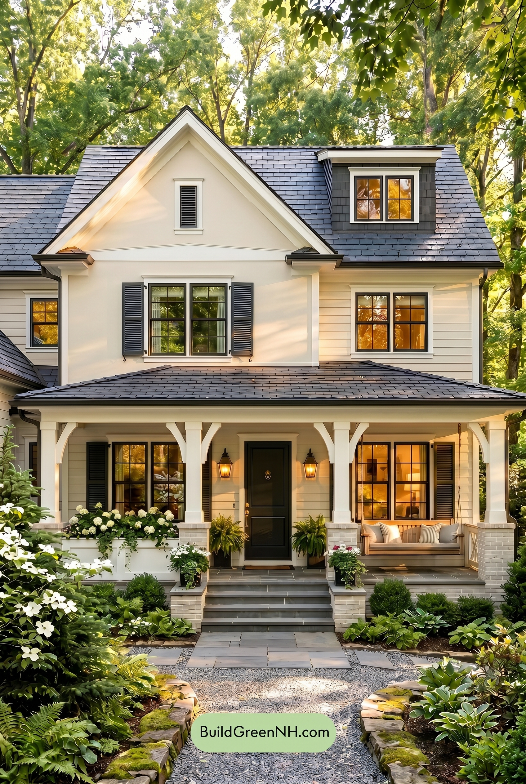 Craftsman White Color Scheme: Alabaster Shadow Slate - Golden Hour