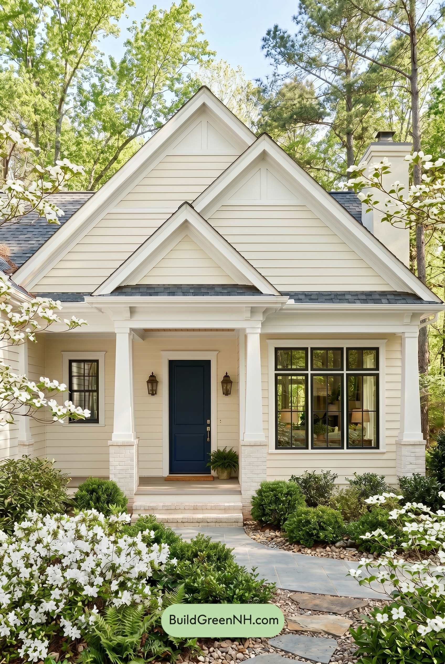 Craftsman White Color Scheme: Cream White Navy