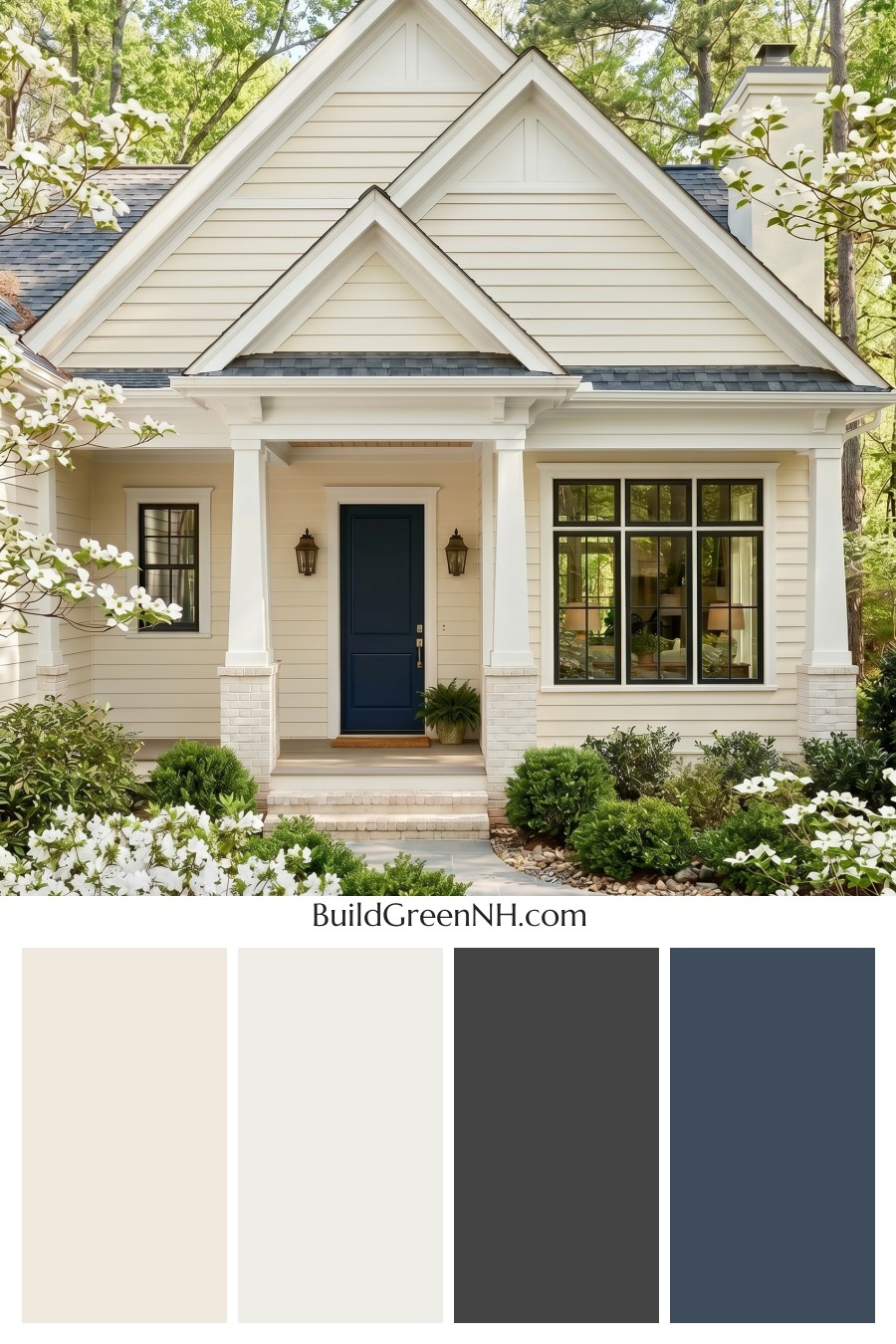 Craftsman White Color Scheme: Cream White Navy