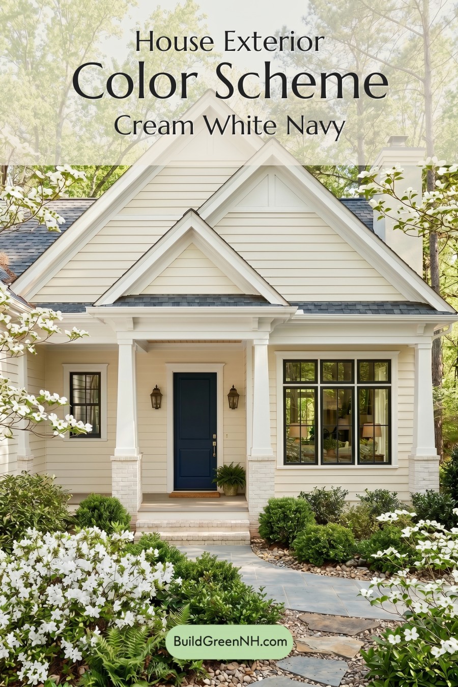 Craftsman White Color Scheme: Cream White Navy