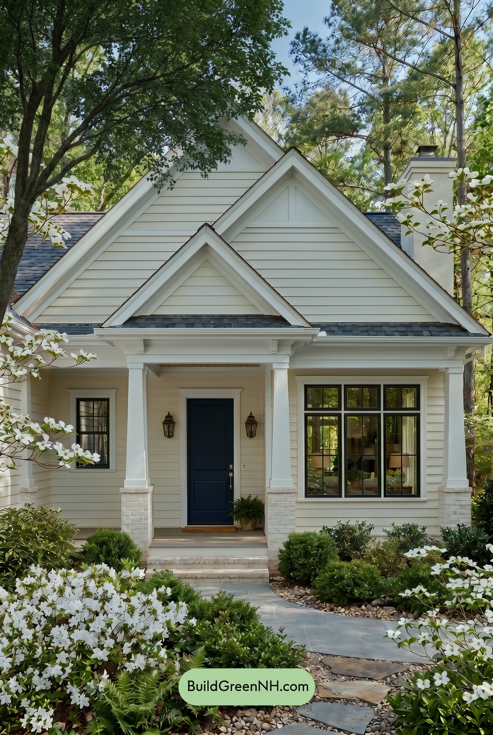 Craftsman White Color Scheme: Cream White Navy - Shade