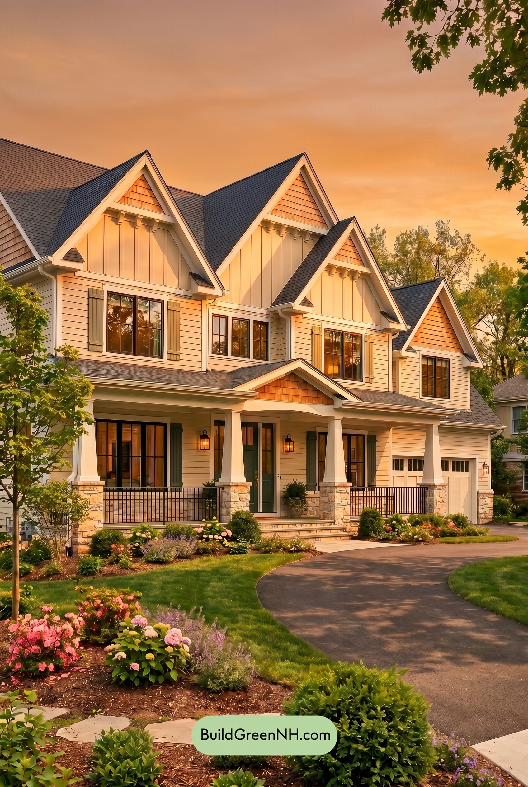 Craftsman White Color Scheme: Ivory Green Welcome - Golden Hour