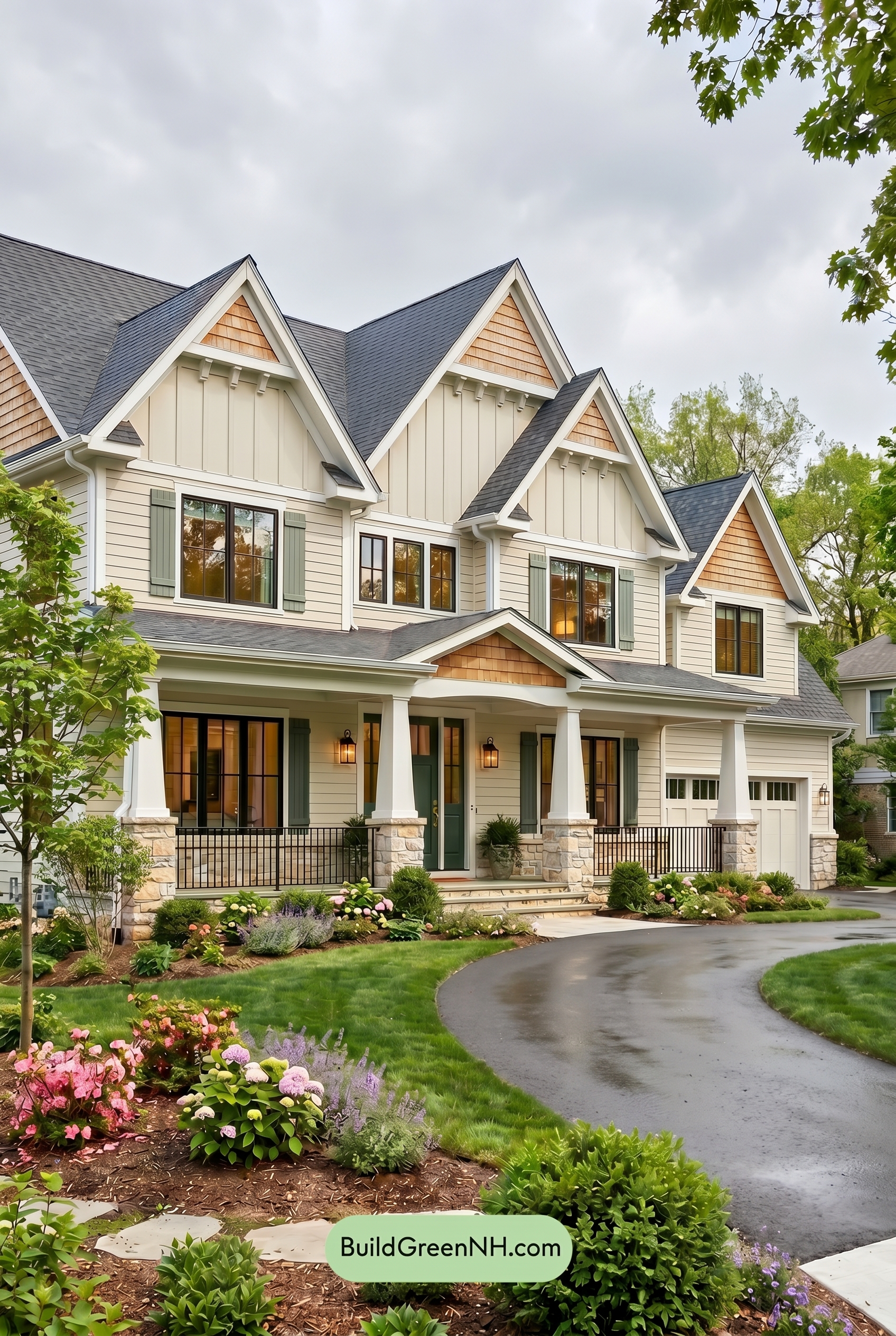 Craftsman White Color Scheme: Ivory Green Welcome - Overcast
