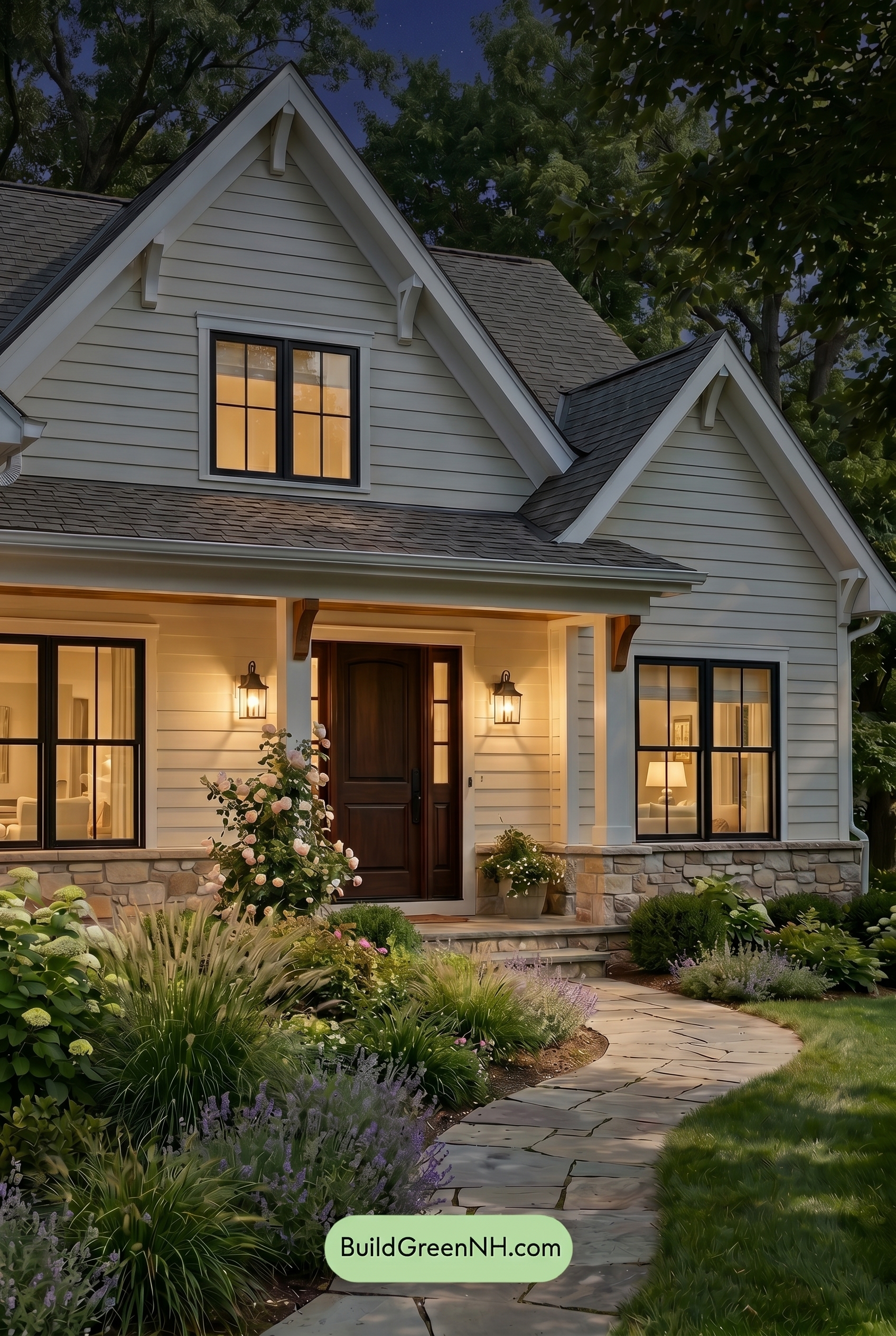 Craftsman White Color Scheme: Pearl Clay Umber - Nighttime