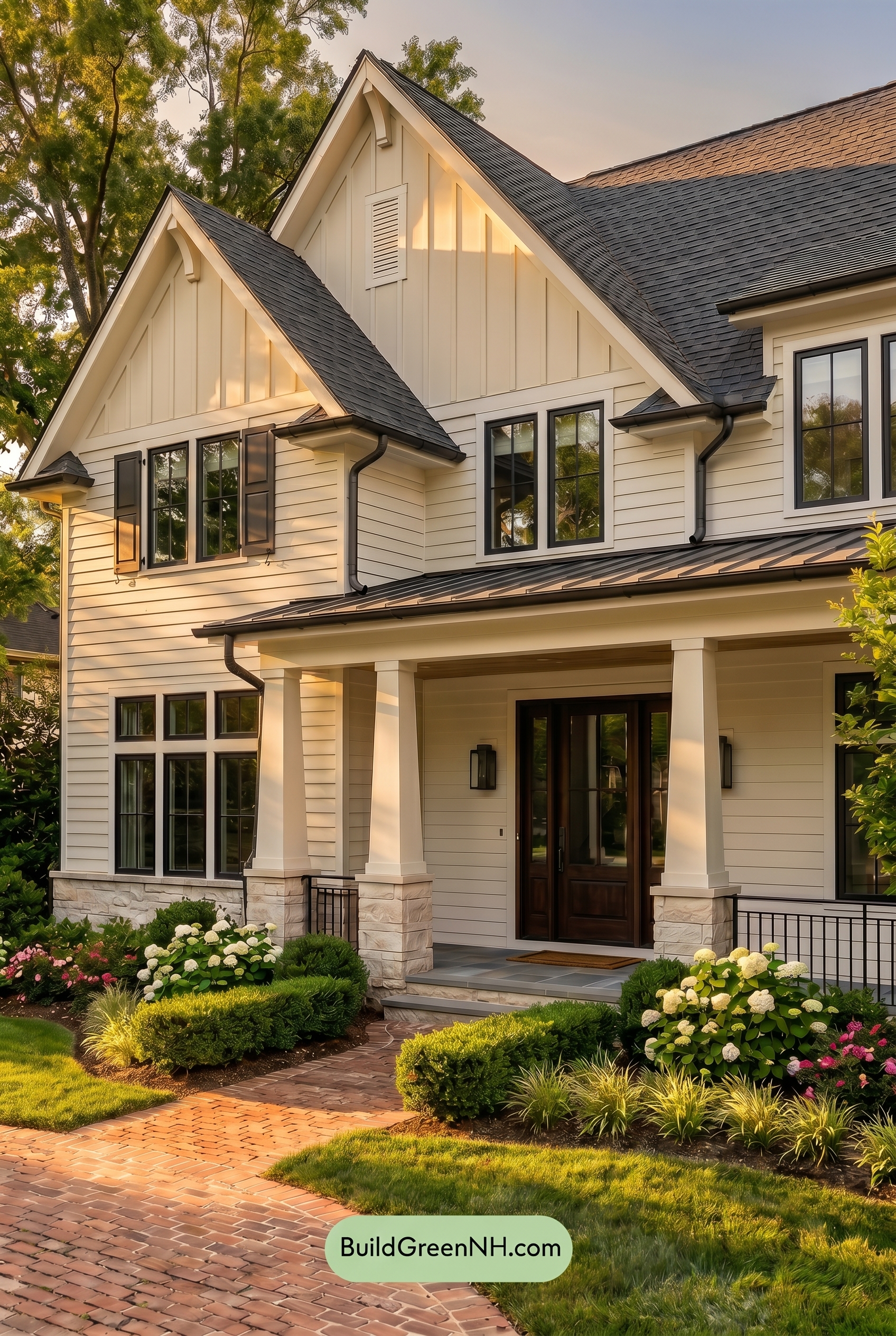 Craftsman White Color Scheme: Porcelain Graphite Glow - Golden Hour