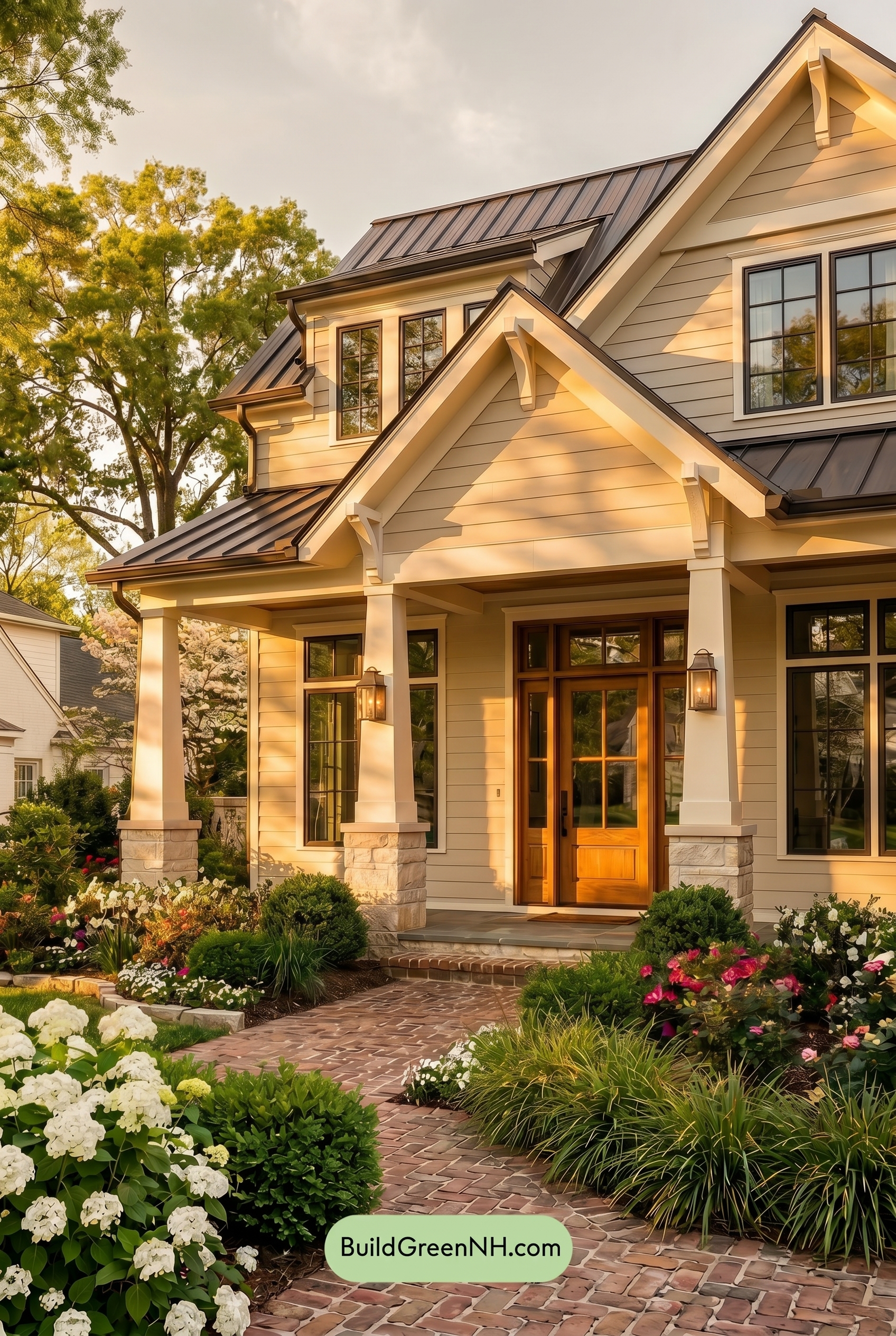Craftsman White Color Scheme: Warm White Brass - Golden Hour