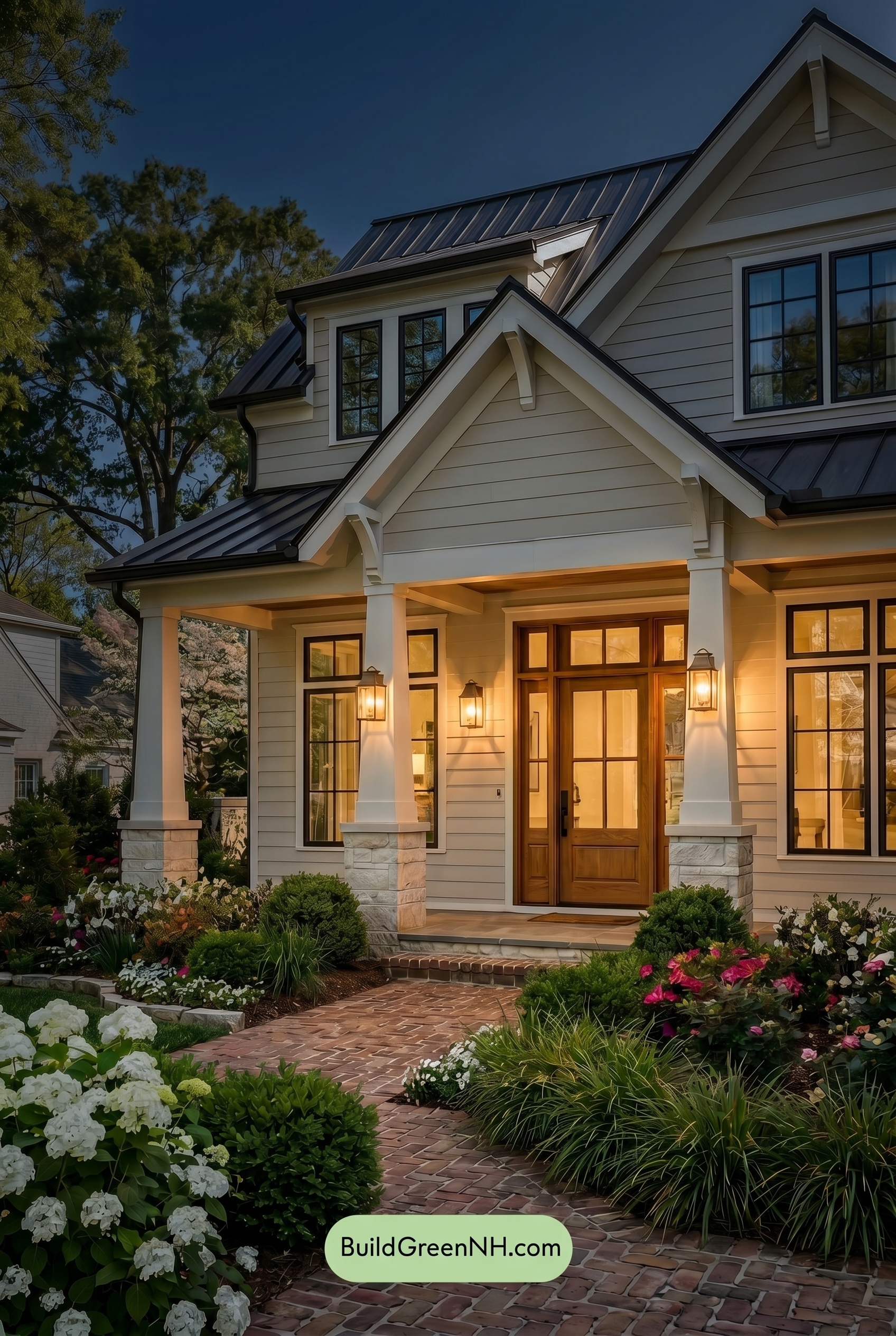 Craftsman White Color Scheme: Warm White Brass - Nighttime