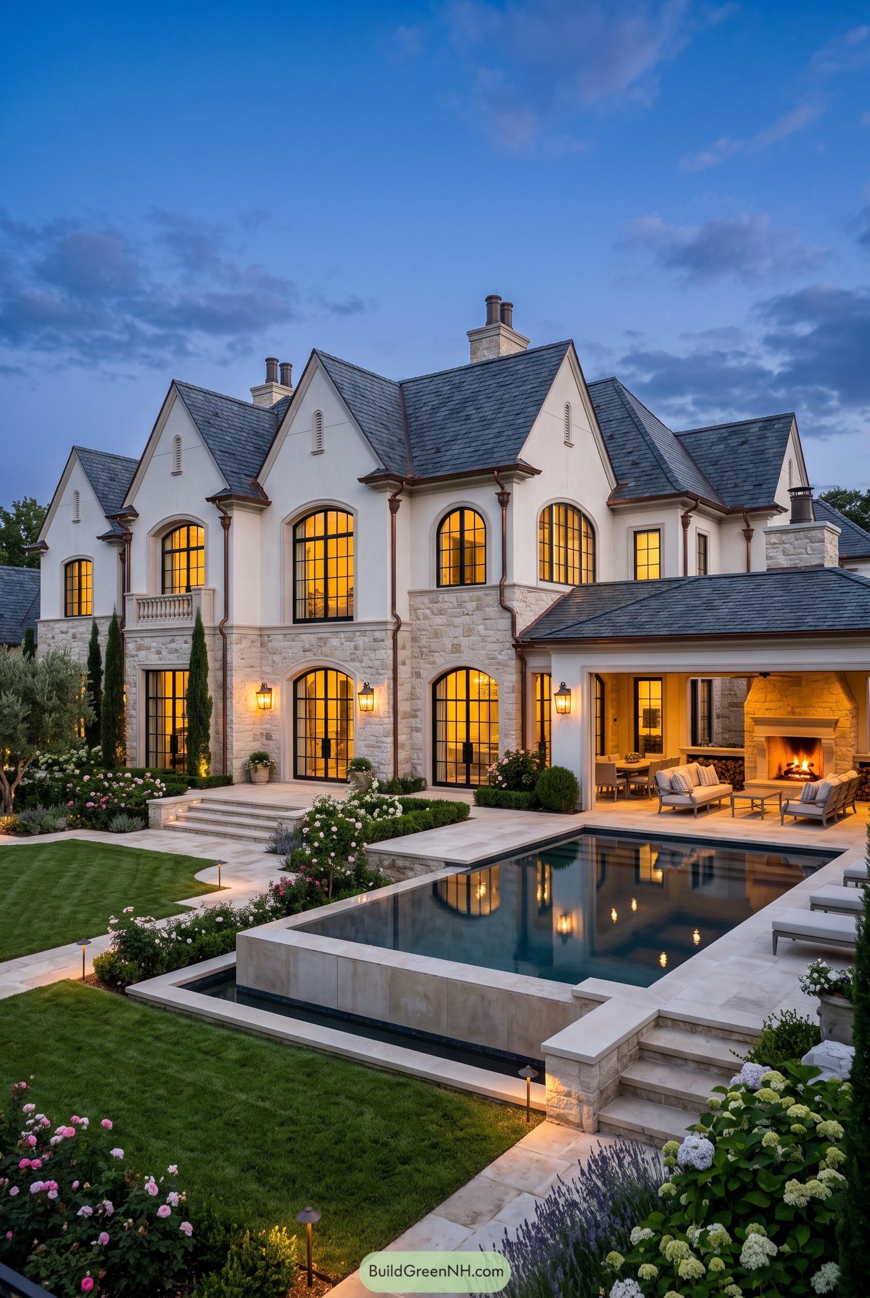 Luxury gabled chateau with pool and garden