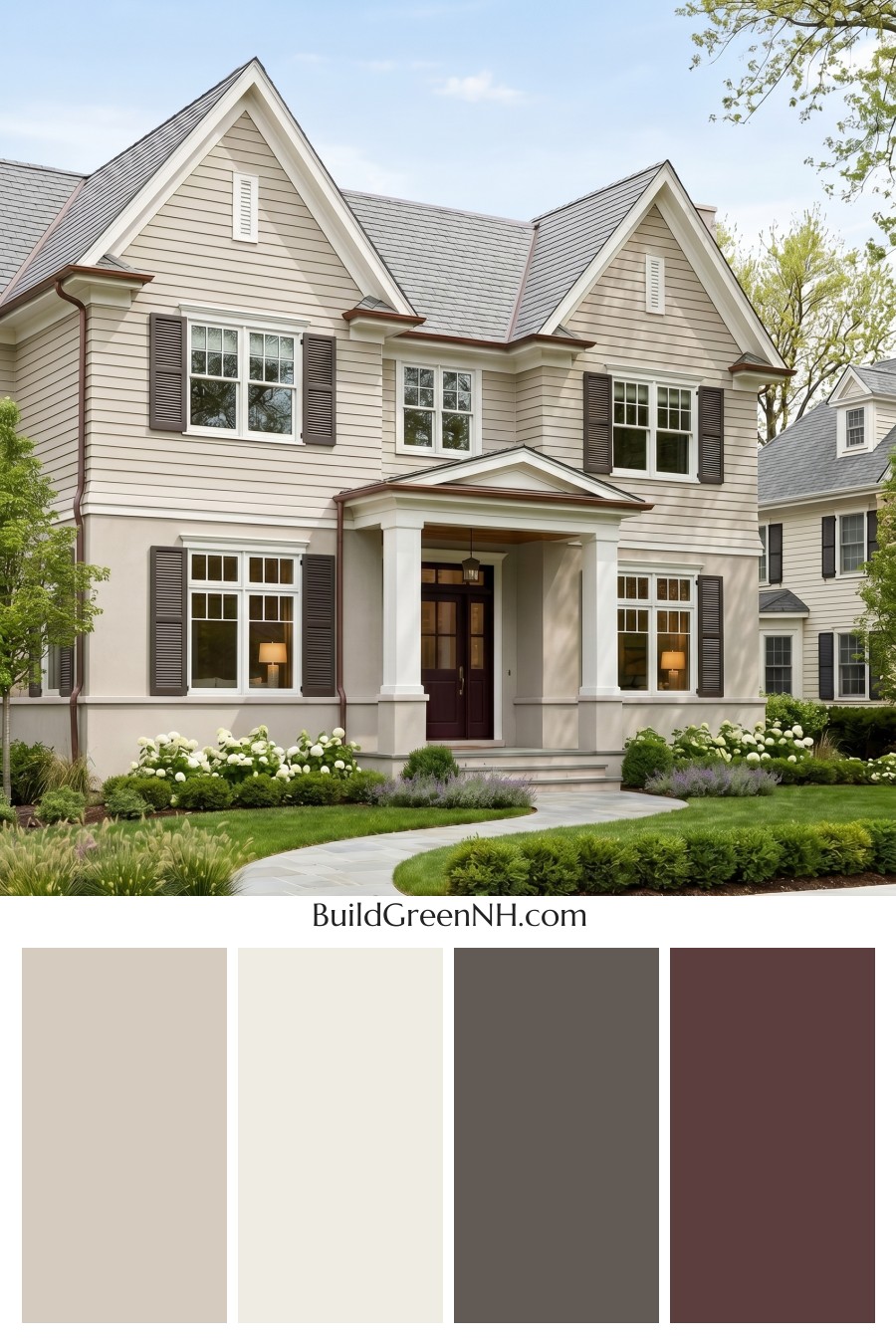 Light Grey Exterior Color Scheme: Ash White Townhouse